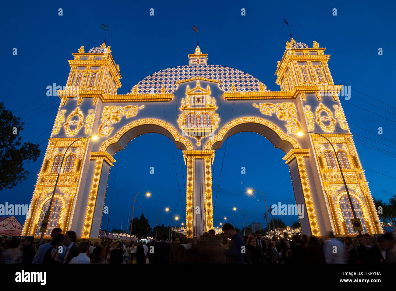 Der Sevilla-Messe (offiziell Feria de Abril de Sevilla, Sevilla April Fair) findet in der andalusischen Hauptstadt Sevilla. Stockfoto