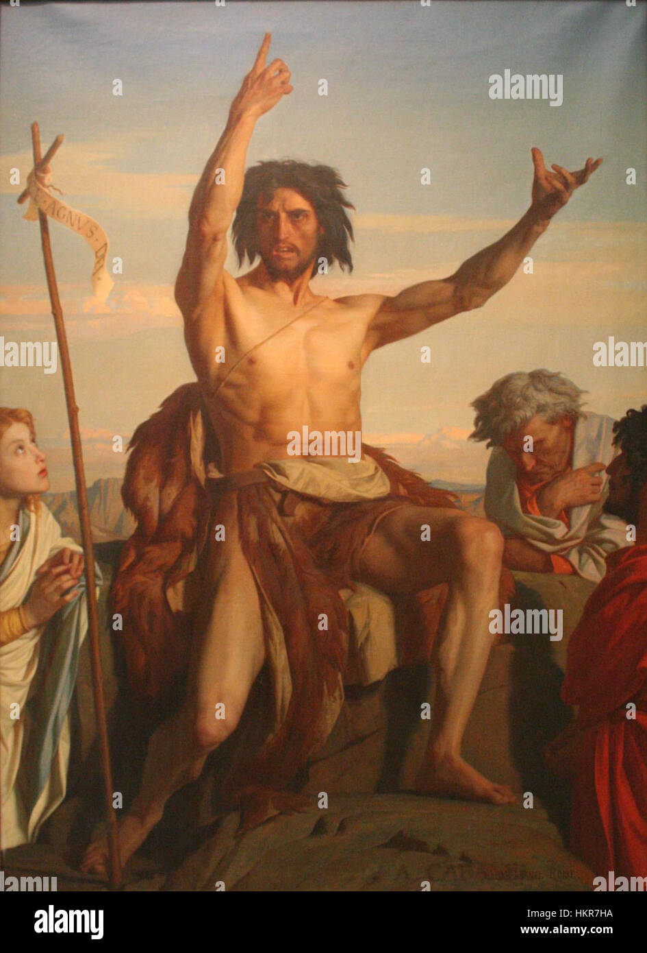 Cabanels „Saint-Jean-Baptiste“ ist ein schönes Beispiel für die akademische Malerei des 19. Jahrhunderts, die Johannes den Täufer in klassischer Pose darstellt. Das Stück unterstreicht Cabanels Meisterschaft in der Erfassung der menschlichen Form und seine Konzentration auf religiöse Themen innerhalb der akademischen Kunst. Stockfoto