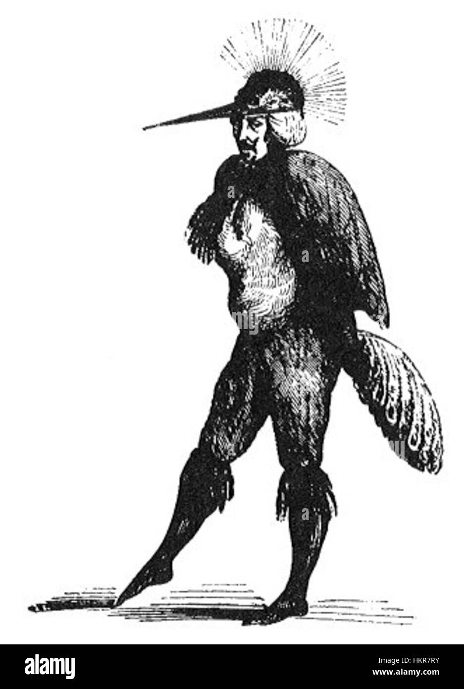 Dieses Kunstwerk mit dem Titel „Caim in menschlicher Form“ erforscht die symbolische Darstellung der Figur Caim, einer legendären Figur in mythologischen und biblischen Texten. Das Stück reflektiert die komplexen Themen Identität und Transformation in der Kunst. Stockfoto