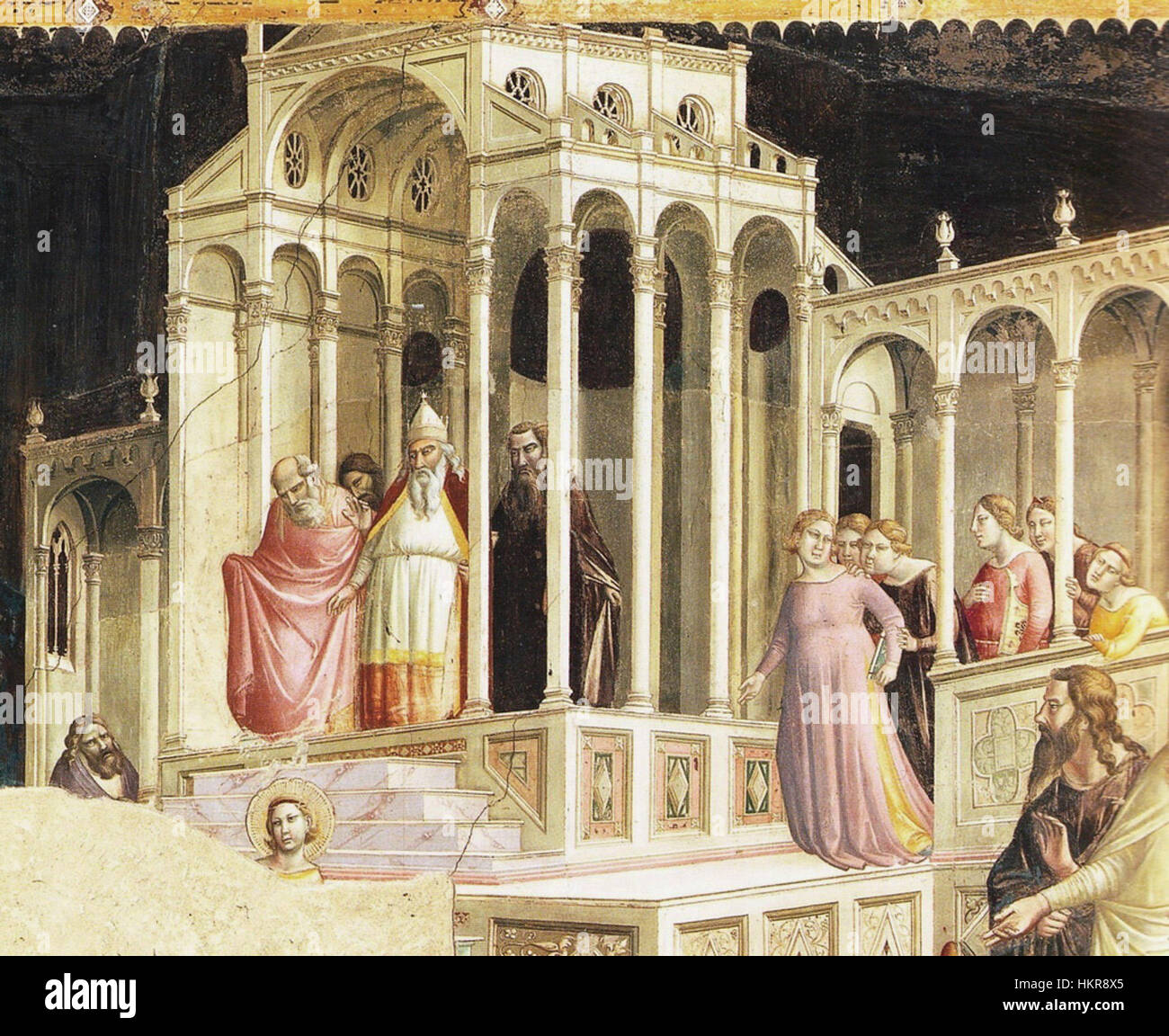 Das Kunstwerk der Cappella Baroncelli fängt die historischen und künstlerischen Merkmale dieser Kapelle ein und zeigt ihre religiöse und architektonische Bedeutung. Das Stück veranschaulicht die Kunst der Renaissance und religiöse Themen. Stockfoto