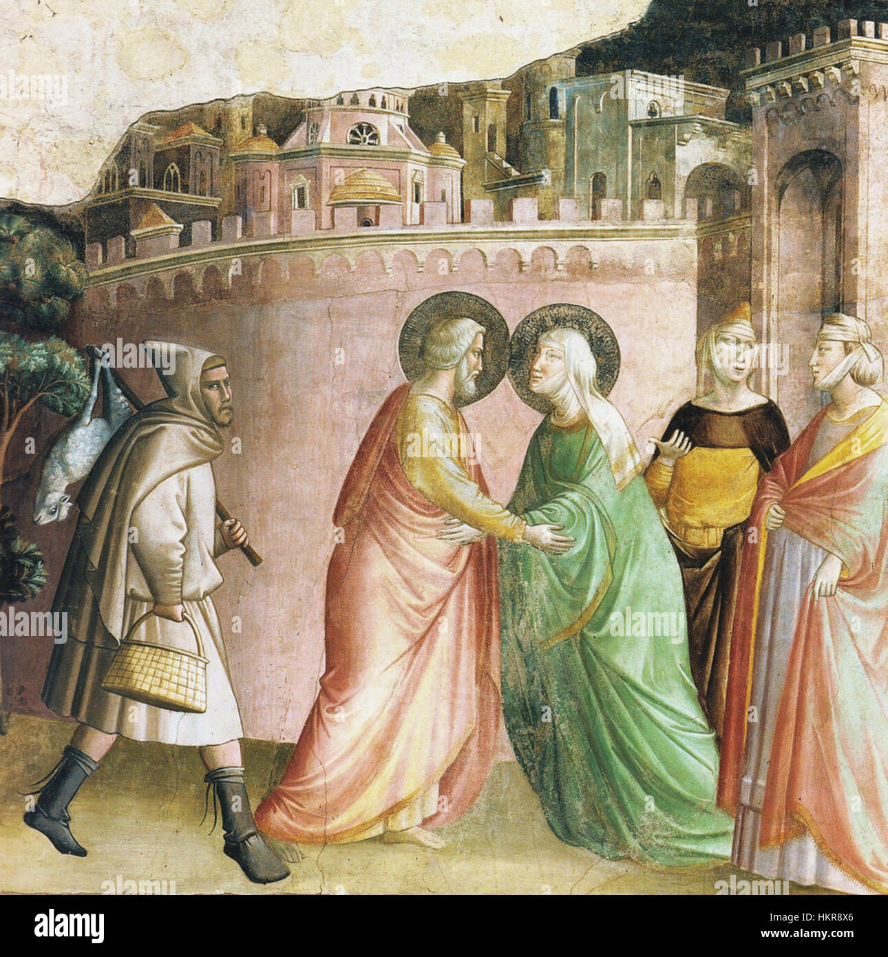 Das Gemälde „Cappella Baroncelli“ gehört zu einer historischen Kunstreihe, die den lebendigen Renaissance-Stil unterstreicht. Die Szene konzentriert sich auf religiöse Themen, die mit detaillierten Fresken dargestellt werden und die charakteristische Farb- und Perspektivenverwendung dieser Zeit zeigen. Stockfoto