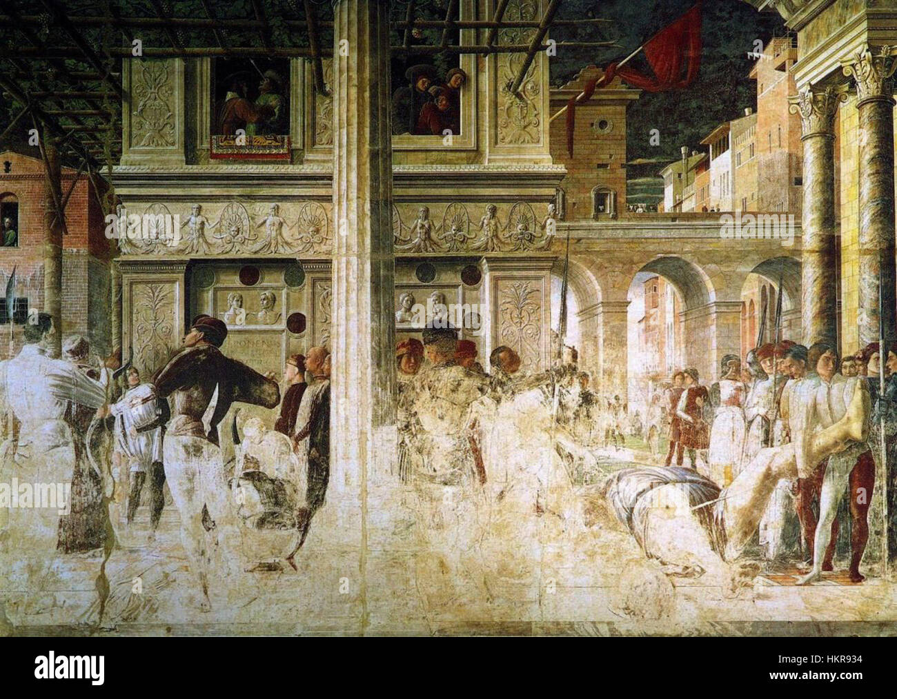 Die *Cappella Ovetari* ist eine bedeutende Kapelle in Italien, die für ihre Kunst und Fresken bekannt ist. Die Geschichte der Kapelle ist in der Renaissance verwurzelt und zeigt lebendige religiöse Kunstwerke. Stockfoto