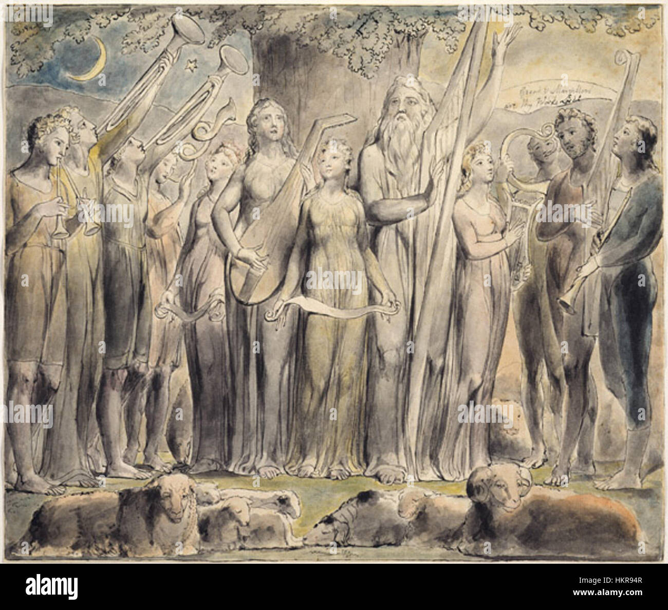 Das Blake Book of Job von Linell Set 21 enthält Illustrationen, die auf William Blakes Interpretation des biblischen Book of Job basieren. Blakes visionärer Kunststil zeigt anschaulich Themen des Leidens, des Glaubens und der göttlichen Gerechtigkeit. Linells Set bewahrt diese kraftvollen visuellen Interpretationen und zeigt die tiefe Verbindung zwischen Blakes poetischem und künstlerischem Werk. Stockfoto