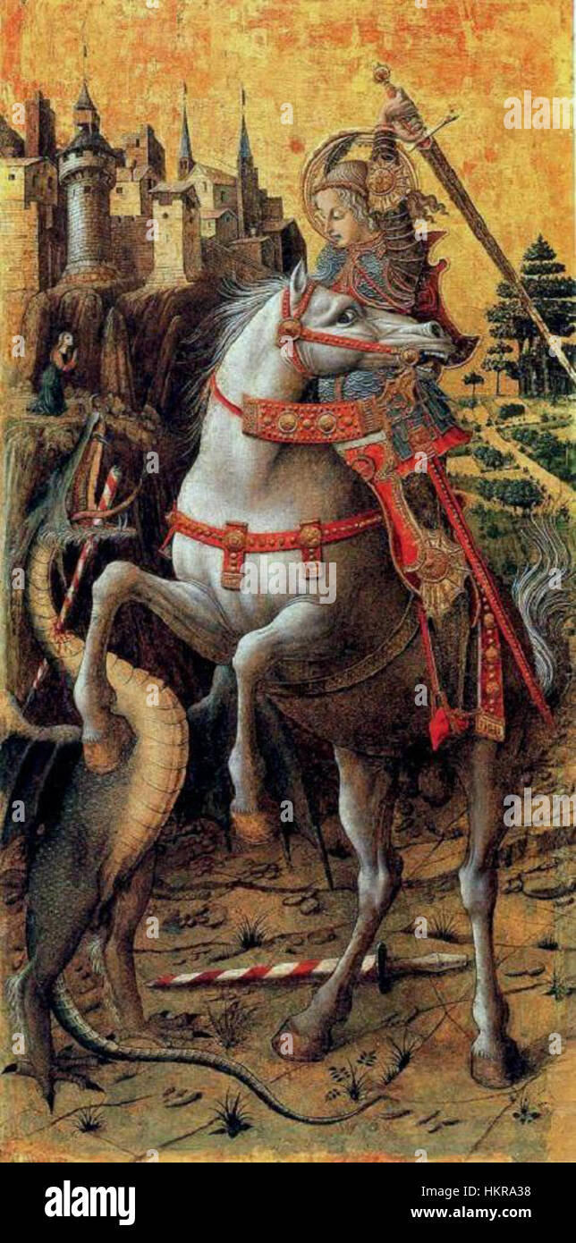 Carlo Crivelli - Hl. Georg tötet den Drachen, 1470 Stockfoto