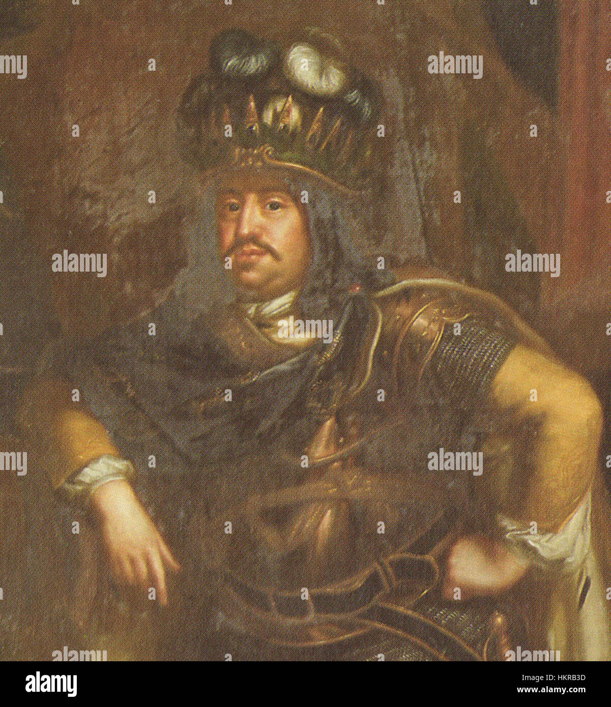 Dieses um 1659 entstandene Porträt von Carl X. Gustav von Schweden zeigt den schwedischen König in seiner königlichen Kleidung. Das Werk unterstreicht die Pracht der königlichen Porträtmalerei aus dem 17. Jahrhundert und die Bedeutung des Monarchen während des Gipfels des schwedischen Reiches. Stockfoto