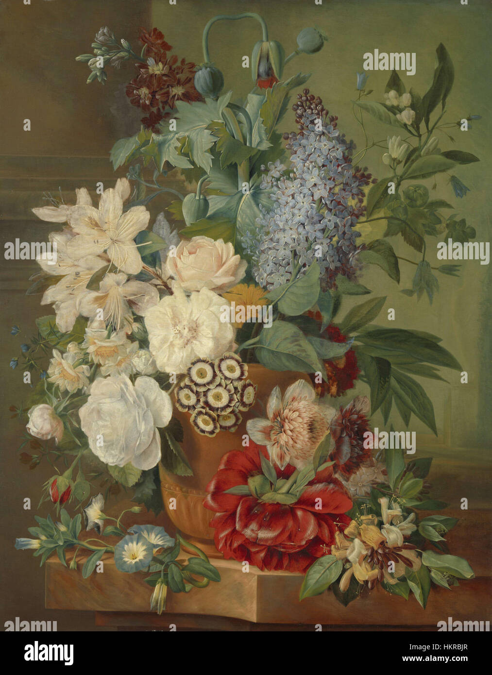 Bloemen in Een Terrakotta Vaas., Albertus Jonas Brandt, Eelke Troelstra Eelkema, 1810-1824 - Zoeken - Rijksmuseum Stockfoto