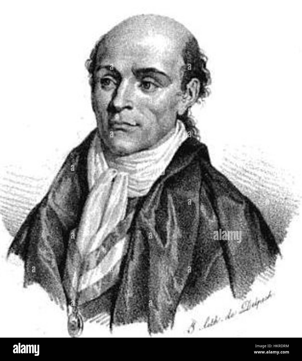 Dieses Kunstwerk mit dem Titel „Chalier“ von Delpech zeigt eine Figur oder Szene aus der französischen Geschichte. Delpech war bekannt für seine detaillierten Stiche und Porträts, die zur künstlerischen Kultur seiner Zeit beitrugen. Stockfoto