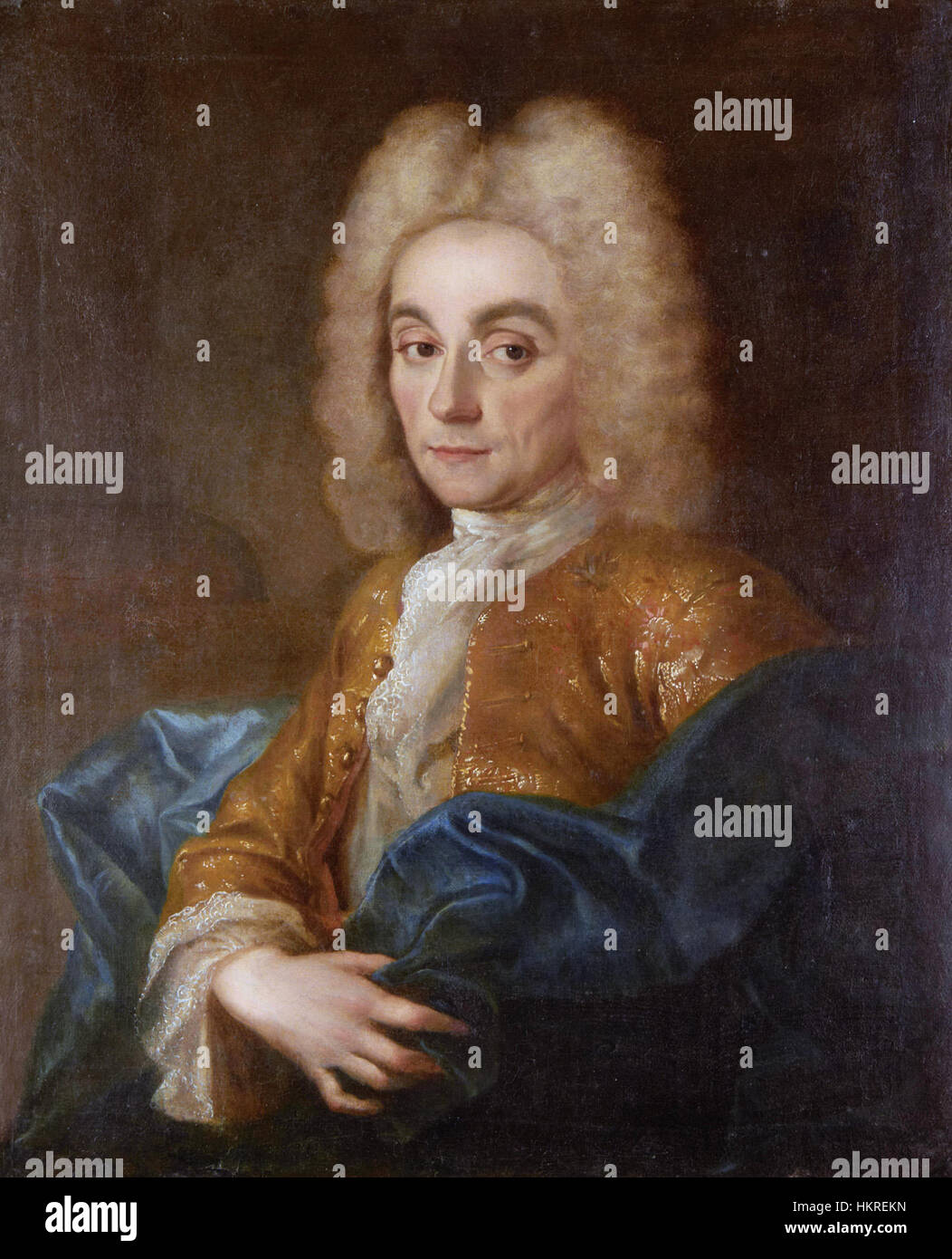 Dieses Porträt von Charles Francois, Herzog von La Vallière, das Jean-Baptiste Oudry zugeschrieben wird, stellt den französischen Adligen in formaler Pose dar. Das Gemälde zeigt Porträttechniken aus dem 18. Jahrhundert. Stockfoto