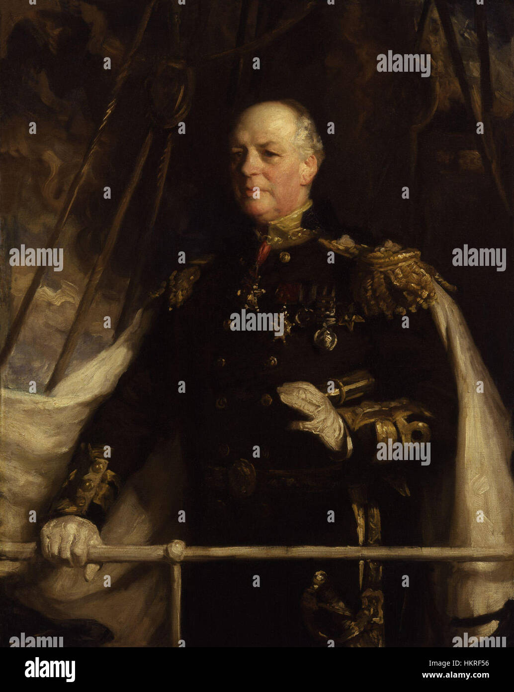 Dieses Porträt von Charles Wellington Furse zeigt Charles William de la Poer Beresford, den britischen Admiral und Politiker. Das Werk fängt seine formale Kleidung und sein würdevolles Verhalten ein und spiegelt seine herausragende Stellung in der Gesellschaft wider. Stockfoto