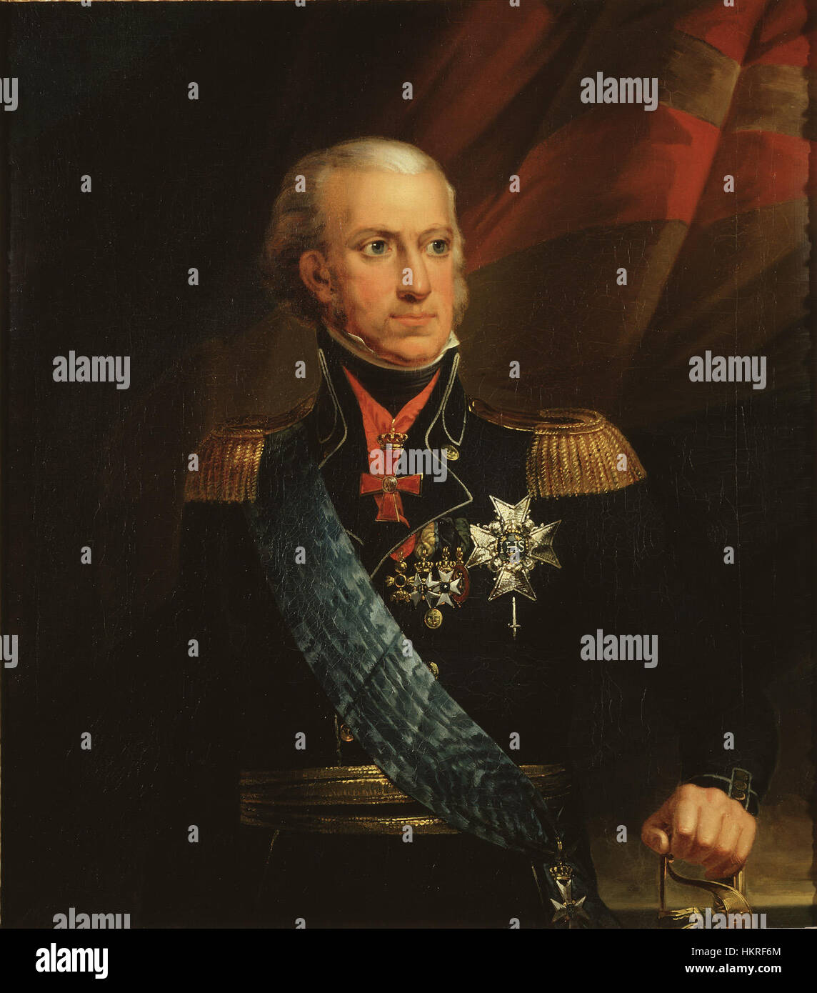 Dieses Porträt von Karl XIII. Von Schweden zeigt eine historische Darstellung des Königs im frühen 19. Jahrhundert. Bekannt für seine Herrschaft von 1809 bis 1818 spielte Karl XIII. Eine Schlüsselrolle bei der Entstehung der Neuzeit des Schwedischen Reiches. Stockfoto