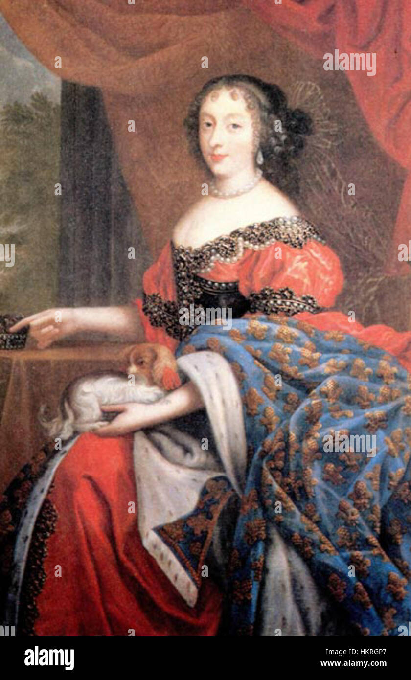 Dieses Porträt von Nicolas Mignard zeigt Christine von Frankreich, Herzogin von Savoyen, und betont ihren edlen Status und ihr königliches Aussehen. Das Gemälde unterstreicht Mignards Geschick, aristokratische Porträts mit detailliertem Realismus aufzunehmen. Stockfoto