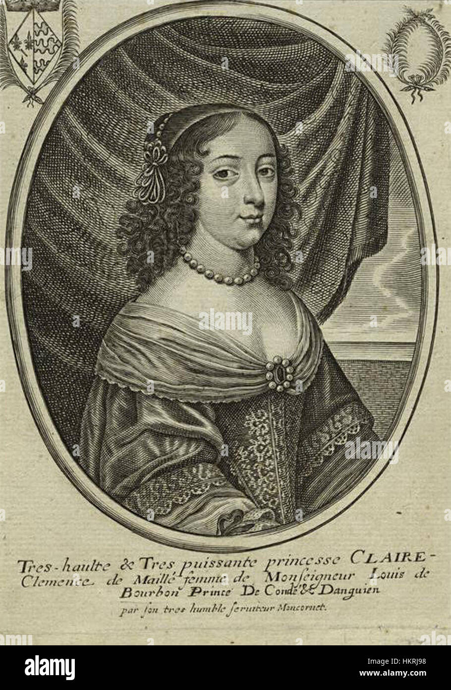 Dieses Kunstwerk von Claire Clemence de Maille-Breze zeigt ihre elegante und zierliche Porträtarbeit und fängt oft die Persönlichkeit und Innenwelt ihrer Motive mit feinen Details und Anmut ein. Das Gemälde spiegelt ihren unverwechselbaren Stil in französischen Porträts des 18. Jahrhunderts wider. Stockfoto