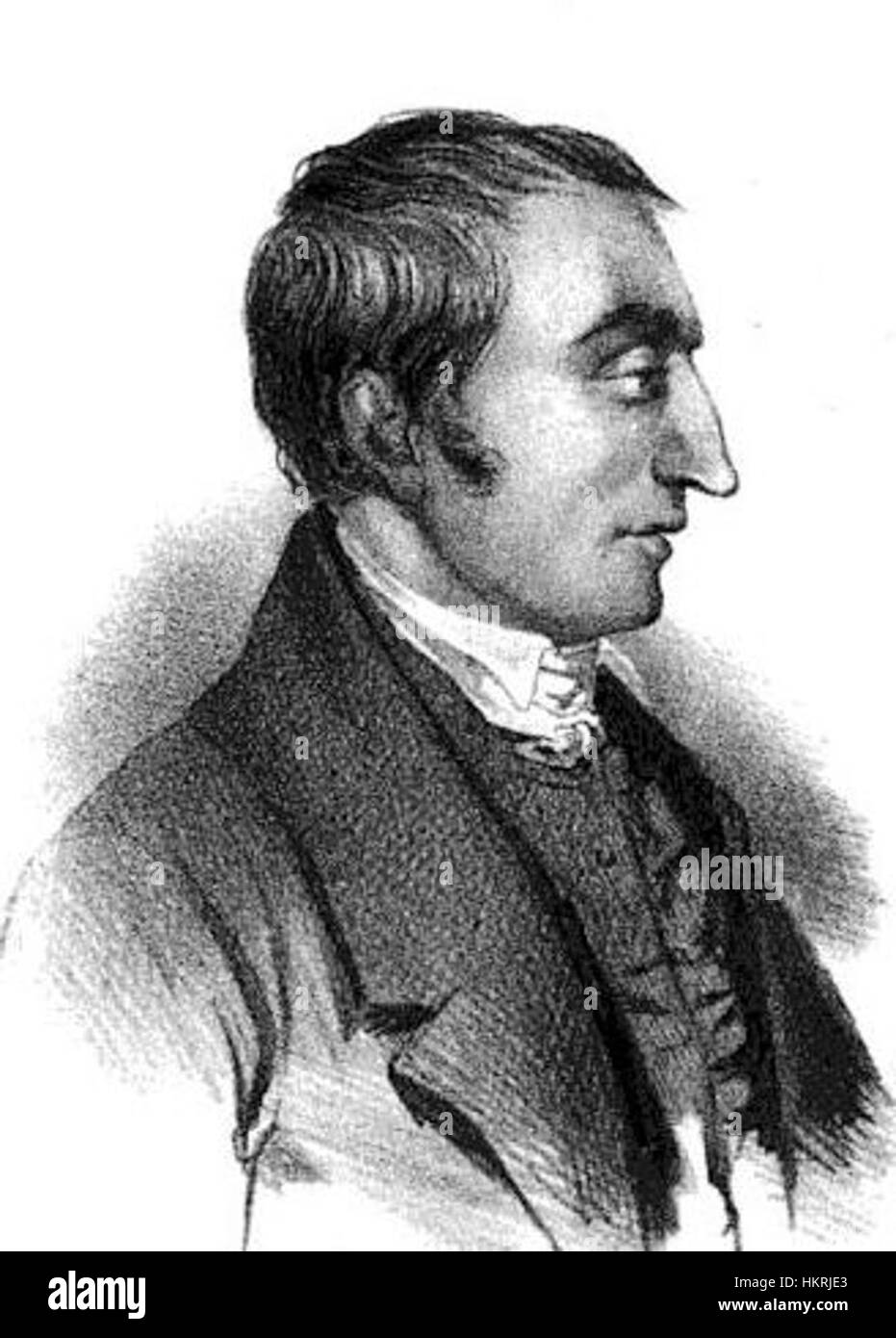 Claude Henri de Saint-Simon war ein französischer Philosoph und Sozialtheoretiker. Seine Ideen beeinflussten den frühen Sozialismus und die industrielle Theorie. Sein Porträt fängt den intellektuellen Geist seiner Zeit ein. Stockfoto