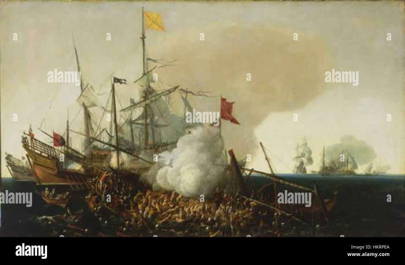 Cornelis Vroom spanische Männer des Krieges Eingriff Barbary Piraten Stockfoto