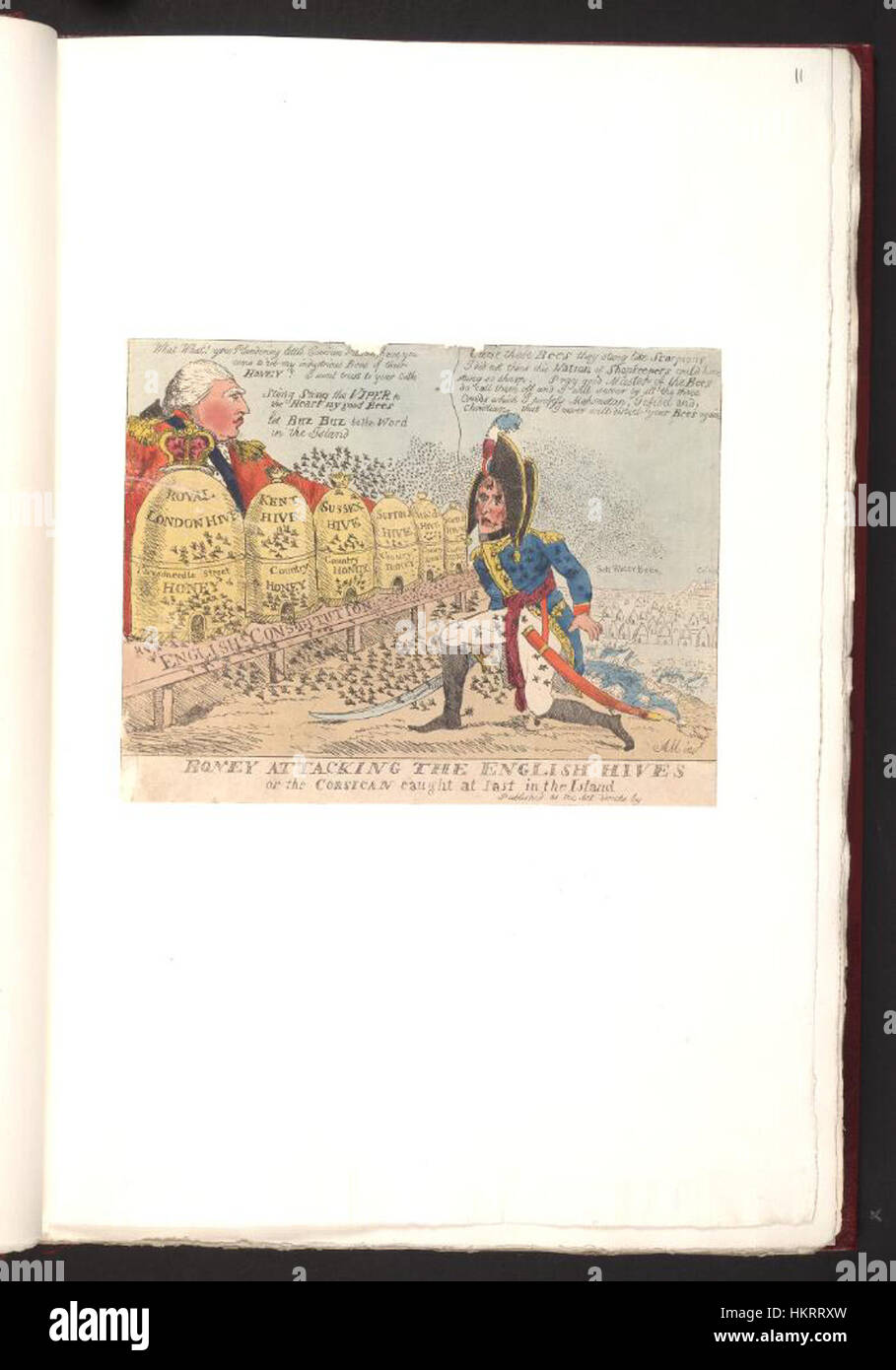 Ein historisches Gemälde der Bodleian-Bibliotheken, das Napoleon Bonaparte, den Korsen, darstellt, der auf der Insel gefangen ist. Das Bild zeigt einen Schlüsselmoment in der Geschichte Napoleons während seiner letzten Jahre. Stockfoto