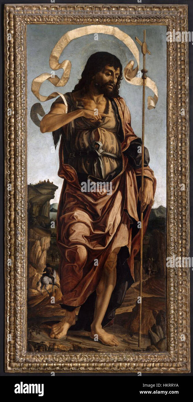 Ein Gemälde von Cristoforo Scacco und Giovanni Battista im Petit Palais in Avignon. Das Kunstwerk zeigt eine historische Szene mit detaillierten Figuren und leuchtenden Farben. Stockfoto