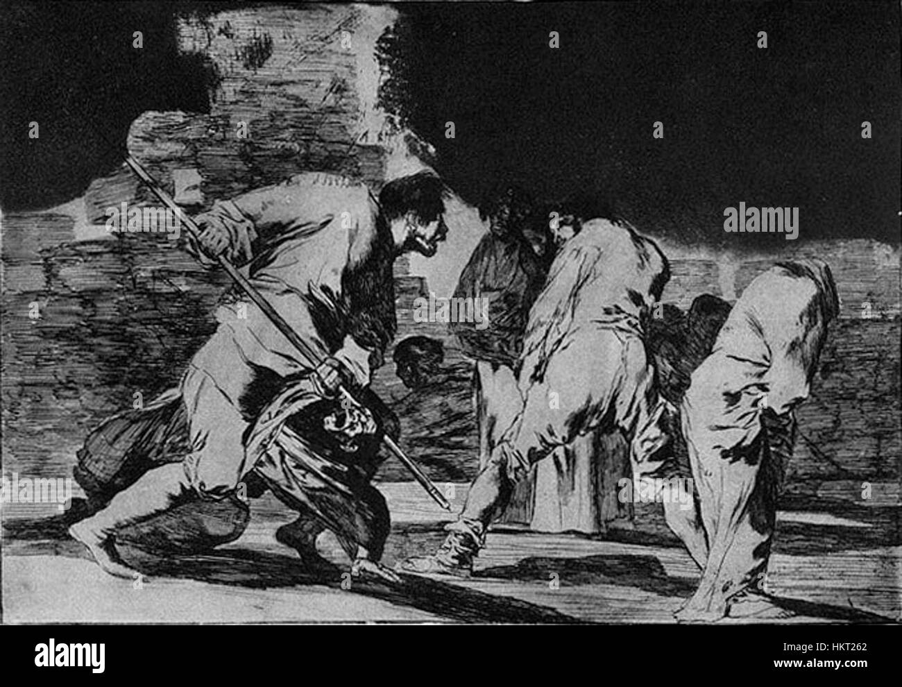 Disparates 06 ist eines der Werke des spanischen Künstlers Francisco Goya. Die Serie zeigt satirische und kritische Darstellungen der spanischen Gesellschaft im späten 18. Jahrhundert, wobei surreale und groteske Bilder verwendet werden, um soziale Kommentare zu vermitteln. Stockfoto