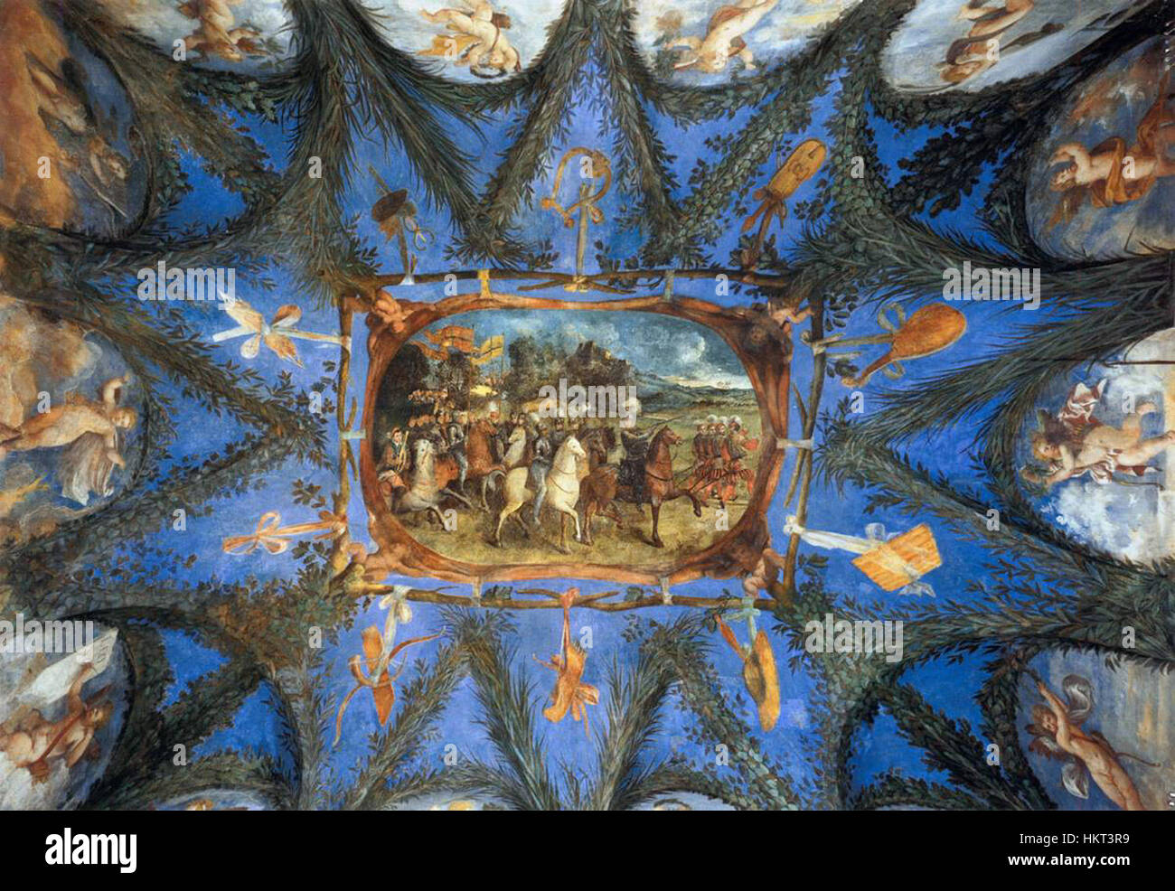 Dosso Dossi, Pesaro, Villa Imperiale, Kamera dei Semibusti, Francesco Maria della Rovere führt seine Truppen Stockfoto