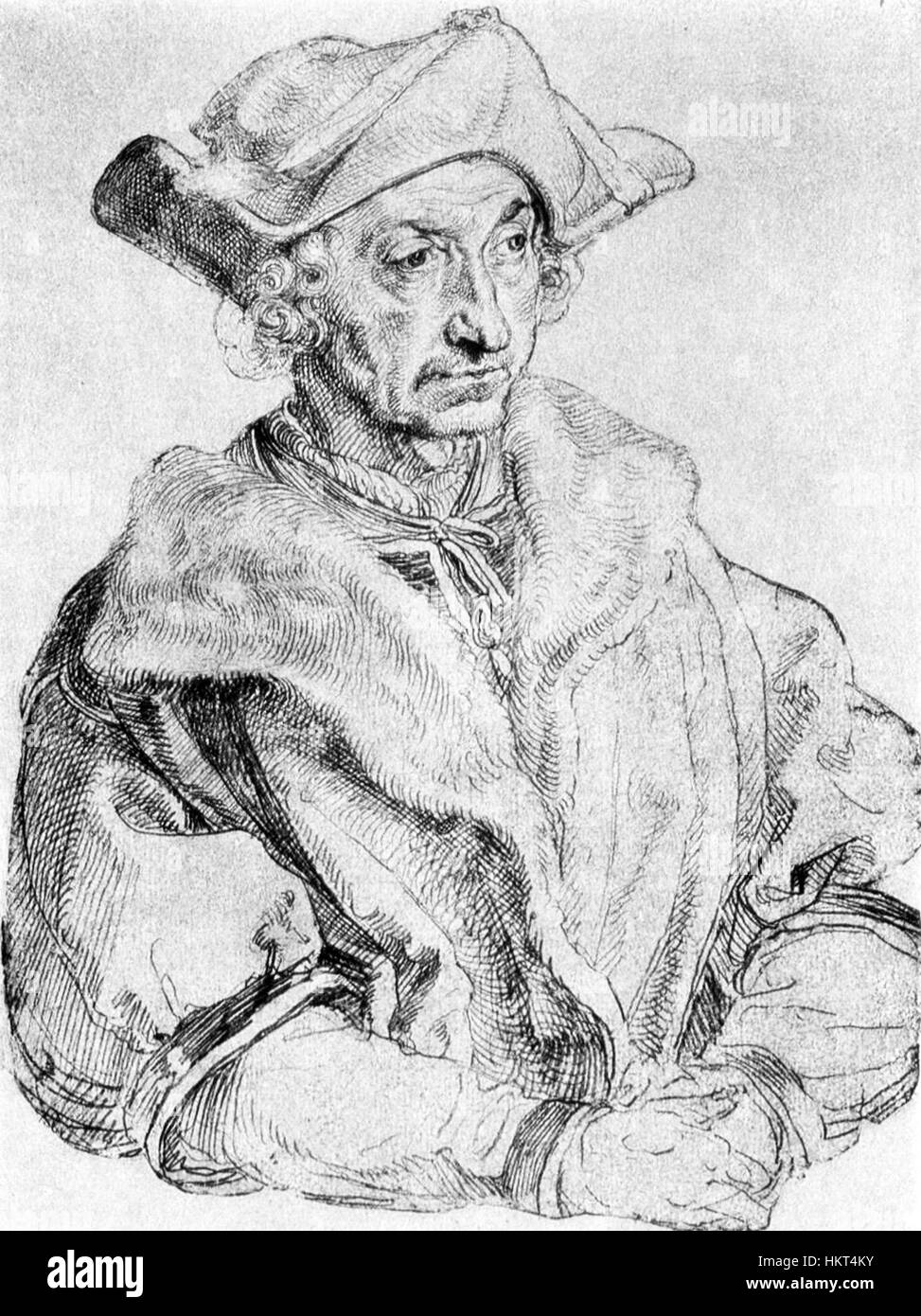 „Duerer Brant“ ist ein ausführliches Werk des renommierten deutschen Renaissance-Künstlers Albrecht Dürer, das sein Können im Holzschnitt demonstriert. Das Stück spiegelt Dürers Beherrschung wider, komplexe Linien mit reicher Symbolik zu verbinden. Stockfoto