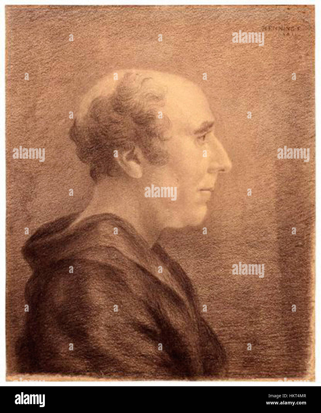 Ein Porträt von Dugald Stewart, einem einflussreichen schottischen Philosophen, geschaffen von John Henning. Das Stück fängt Stewart im Profil ein und zeigt Hennings Fähigkeiten in der Darstellung detaillierter Bilder. Stockfoto