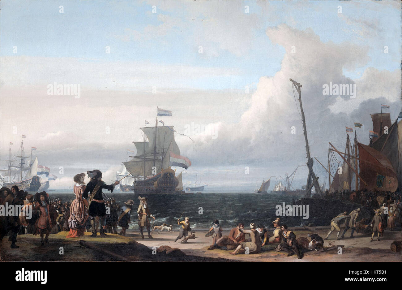 Holländische Schiffe auf der Reede von Texel (das "Gouden Leeuw" von Cornelis Tromp in der Mitte) (Ludolf Backhuysen, 1671) Stockfoto