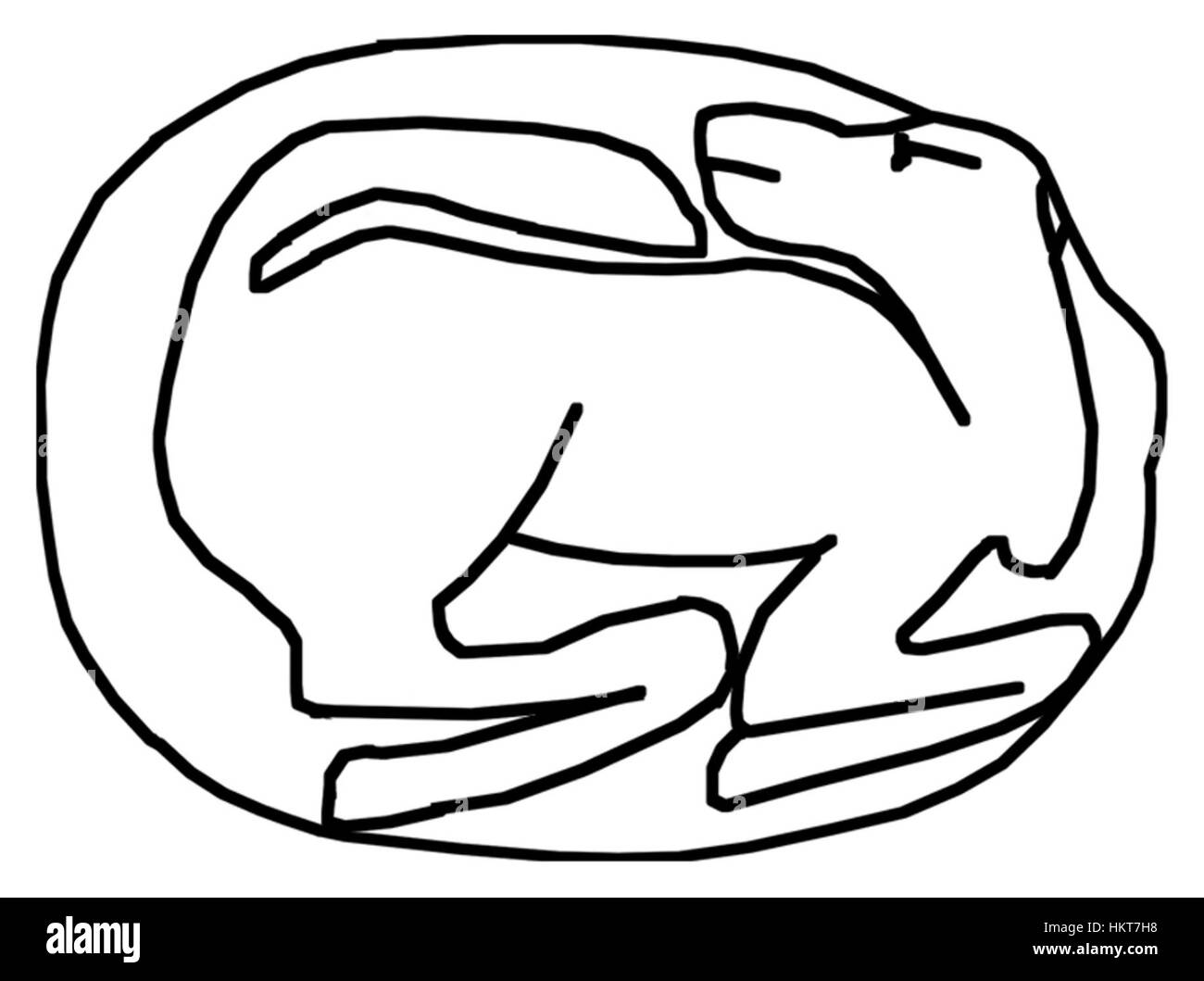 Ägyptische - Scaraboid mit hockender Kalb - Walters 4270 - zurück Stockfoto