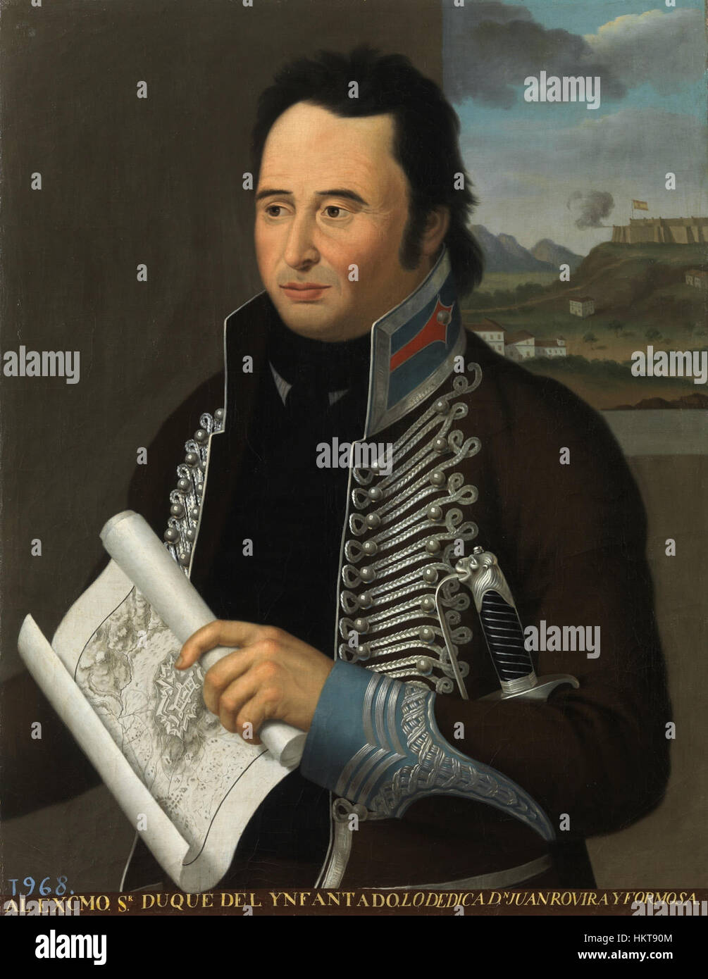 Dieses Gemälde zeigt Brigadier Francisco Rovira, eine Schlüsselfigur des spanischen Militärs. Sie wird im Museo del Prado ausgestellt, das für seine umfangreiche Sammlung spanischer und europäischer Meisterwerke bekannt ist. Stockfoto