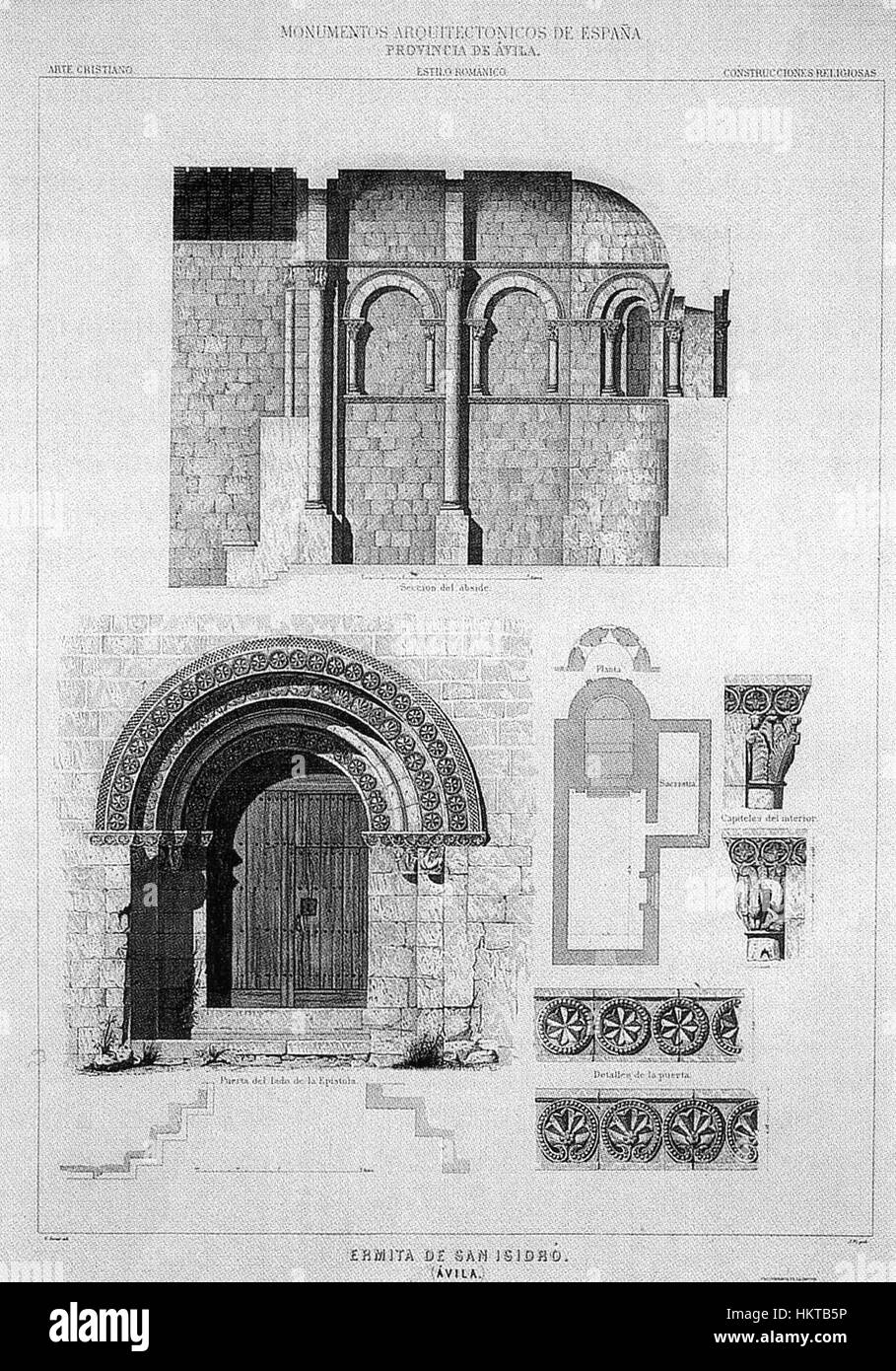 Die Ermita de San Isidro in Ávila, Spanien, ist eine historische Eremitage, die dem Heiligen Isidore gewidmet ist. Das Gemälde repräsentiert die architektonische Schönheit und religiöse Bedeutung dieser spanischen Stätte. Stockfoto
