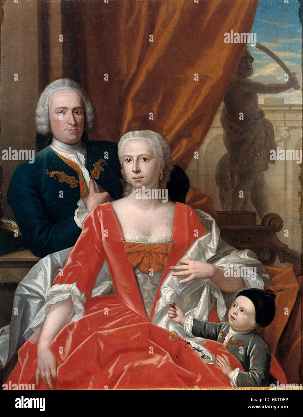 Familie Portrait von Berend van Iddekinge mit seiner Frau Johanna Maria Sichterman und ihr junger Sohn Jan Albert (geb. 1744) von Philip van Dijk Stockfoto