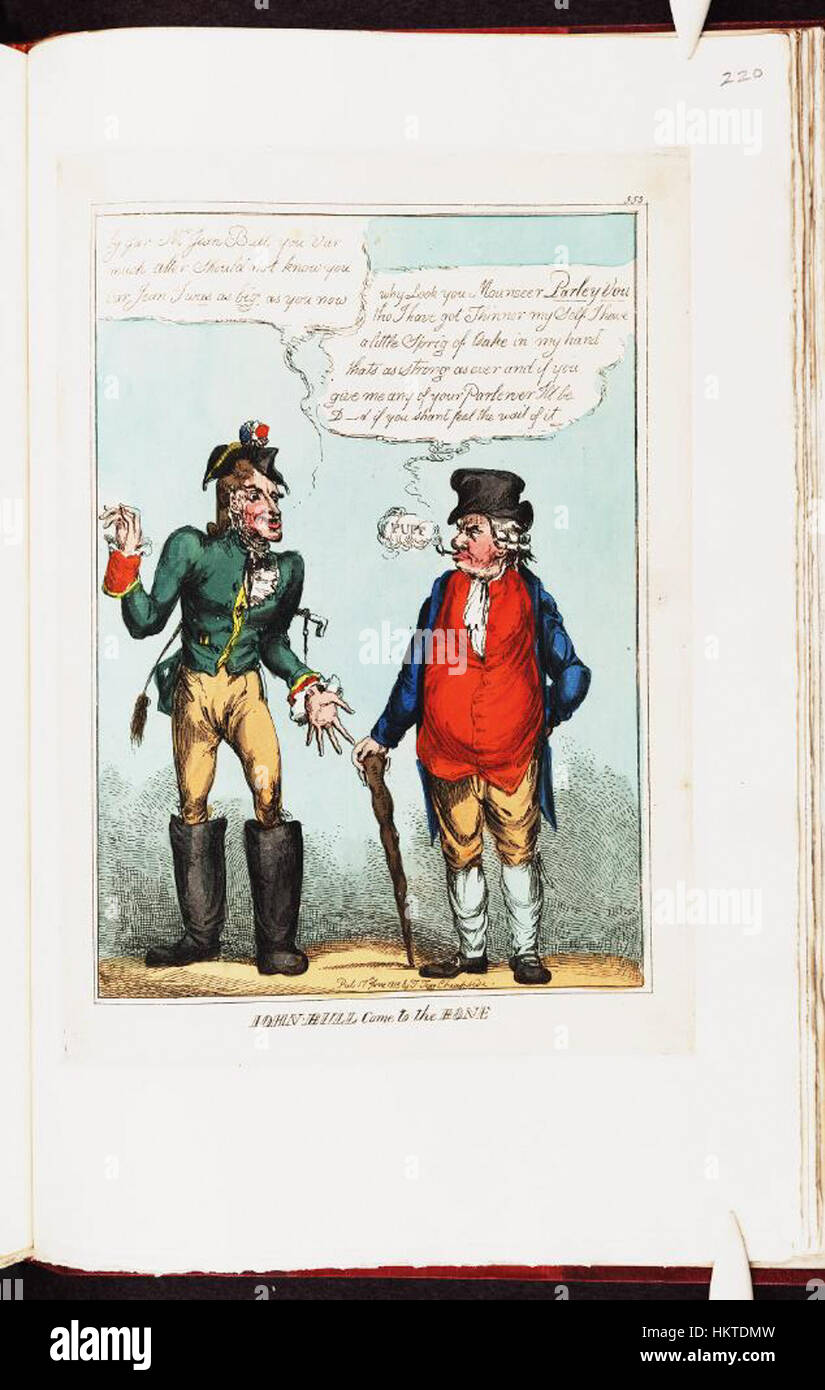 „Iohn Bull come to the Bone“ ist eine Illustration aus der Sammlung der Bodleian Libraries, die einen politischen oder sozialen Kommentar aus der frühen modernen britischen Ära präsentiert. Stockfoto