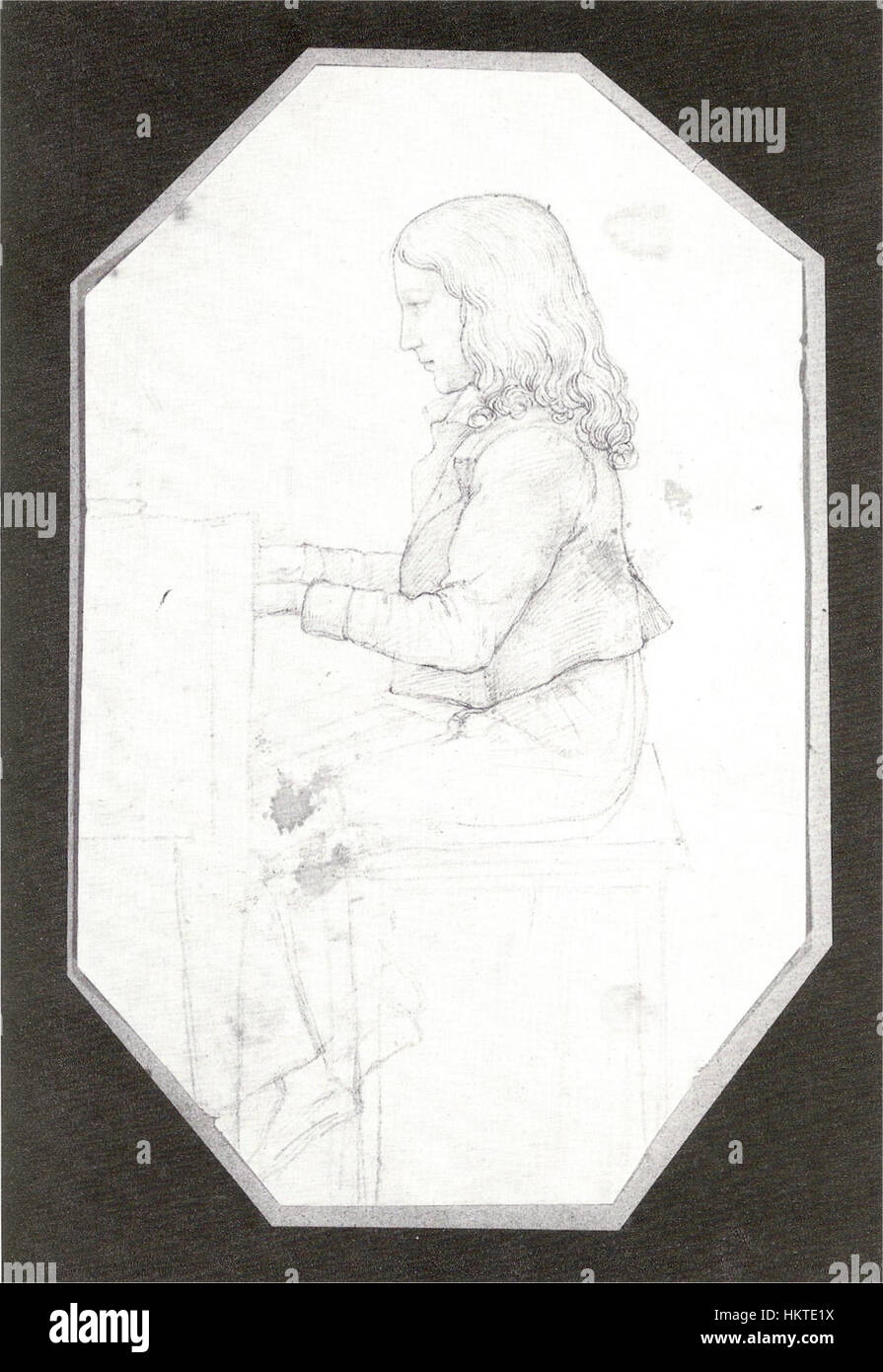 Dieses Porträt von Wilhelm Hensel aus dem Jahr 1821-22 zeigt Felix Mendelssohn Bartholdy, einen der führenden deutschen Komponisten der Romantik. Das Porträt fängt Mendelssohns raffiniertes Aussehen und intellektuelles Verhalten ein und spiegelt seine kulturelle Bedeutung wider. Stockfoto