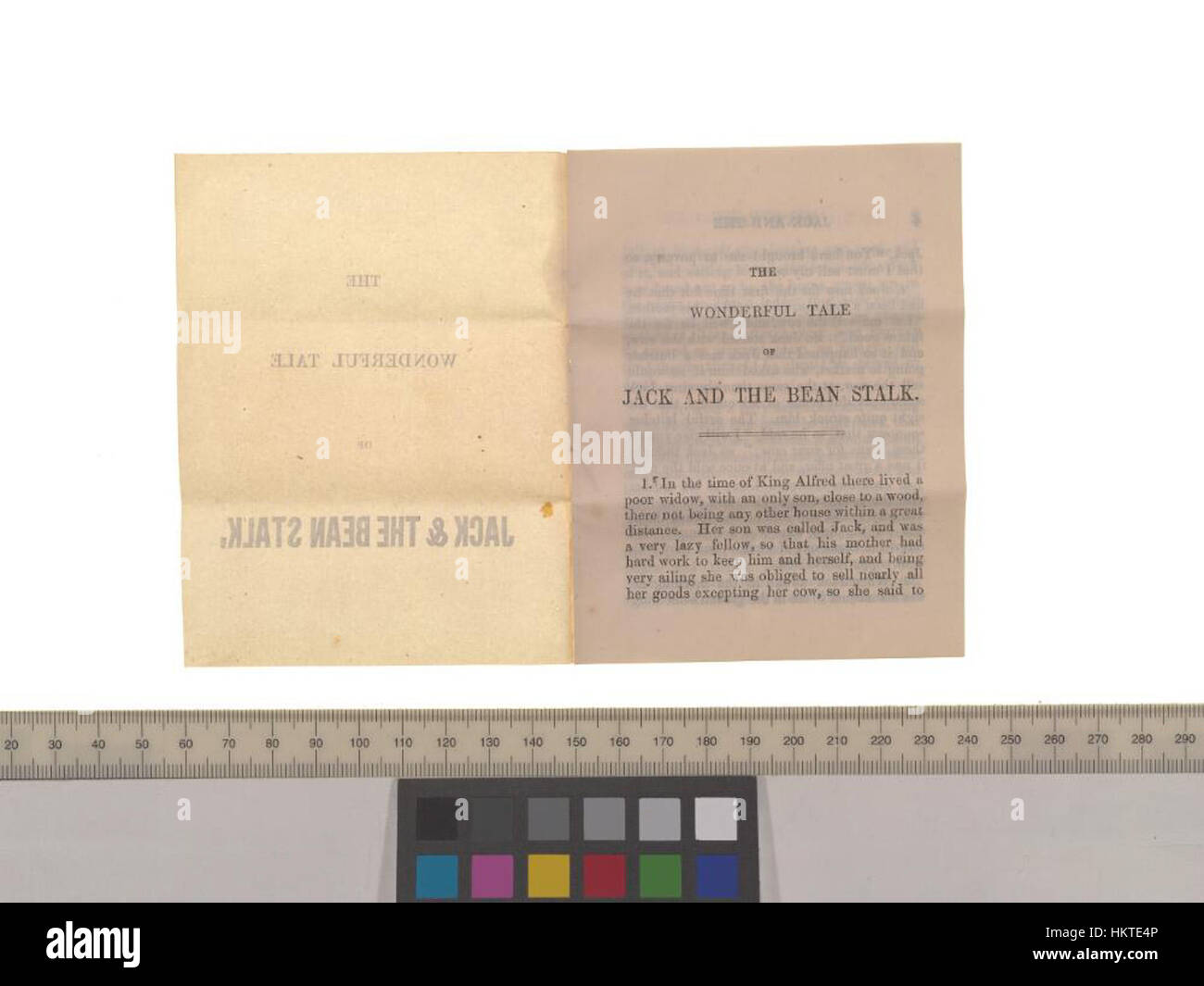 Eine Vintage-Illustration aus den Bodleian Libraries, die das klassische Märchen von „Jack and the Beanstalk“ mit kreativen Interpretationen und skurrilen Bildern zeigt. Stockfoto