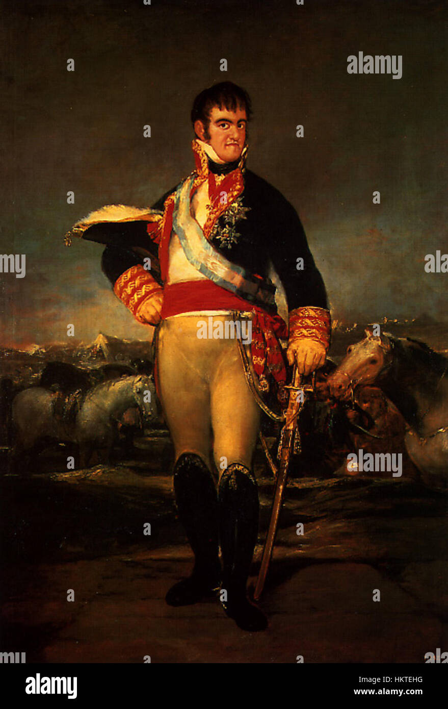 Fernando VII. War von 1808 bis 1833 König von Spanien. Seine Herrschaft war geprägt von politischen Unruhen, einschließlich der Napoleonischen Kriege und inneren Konflikte, die die spanische Monarchie und ihre Gebiete im 19. Jahrhundert beeinflussten. Stockfoto
