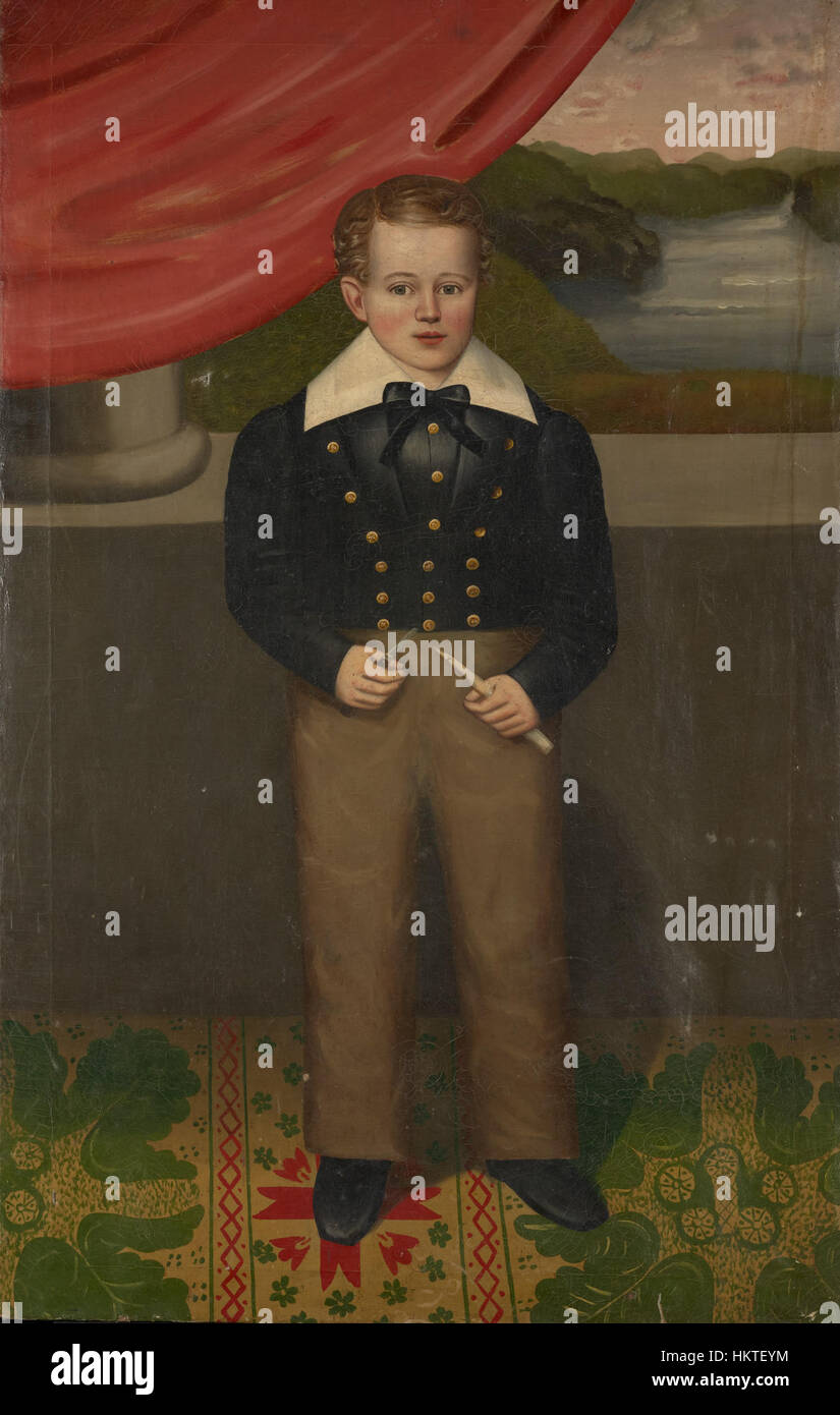 Dieses Gemälde von Erastus Salisbury Field aus dem Jahr 1838 zeigt Josiah B. Woods Jr. in einem klassischen Porträtstil, der die amerikanische Porträttradition aus der Mitte des 19. Jahrhunderts darstellt. Stockfoto