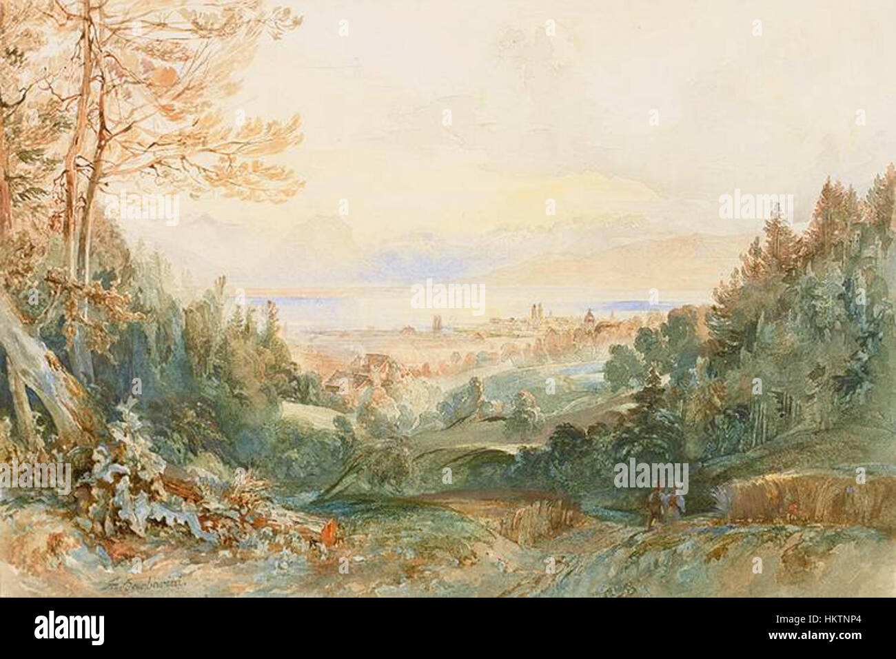 Ein Gemälde von Franz von Barbarini Lindau, das die feinen Techniken und den klassischen Stil des Künstlers zeigt. Das Werk spiegelt künstlerische Standards und Porträts des 19. Jahrhunderts wider. Stockfoto