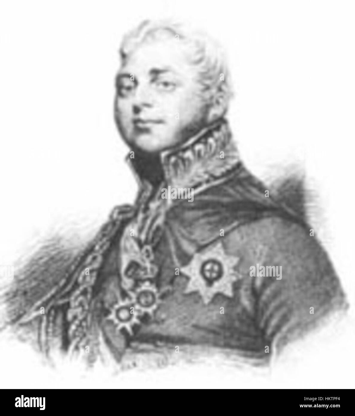 Das Gemälde von Friedrich, Duke of York, erinnert an seine bedeutende Rolle in der britischen Geschichte als Militärführer und königliche Figur im 18. Jahrhundert. Sein Porträt repräsentiert seinen edlen Status und seine Beiträge. Stockfoto