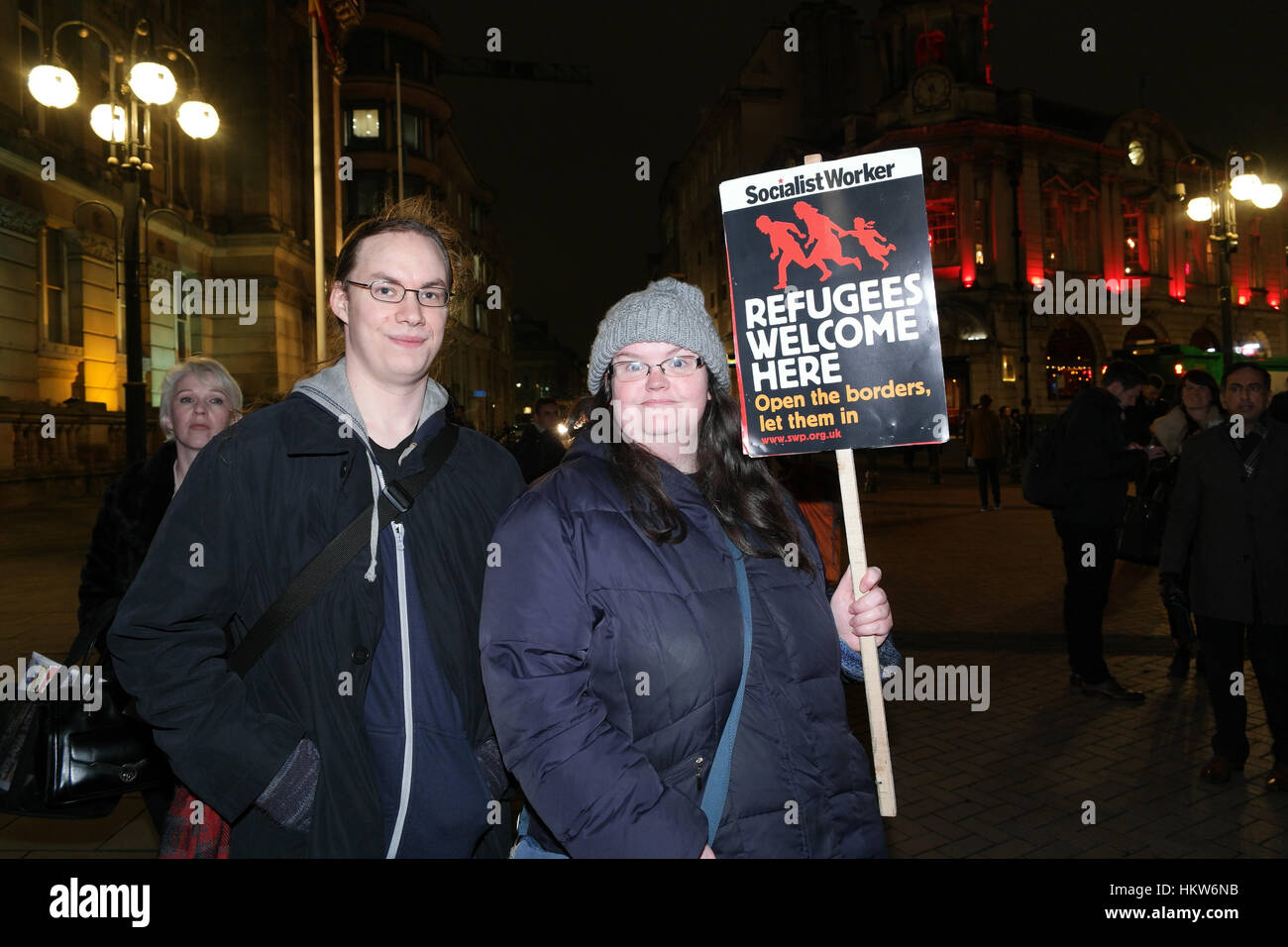 Birmingham, Vereinigtes Königreich. 30. Januar 2017. Demonstration gegen US-Präsident Donald Trump Haltung zur Einwanderung in die USA. © Terry Mason/Alamy Stockfoto