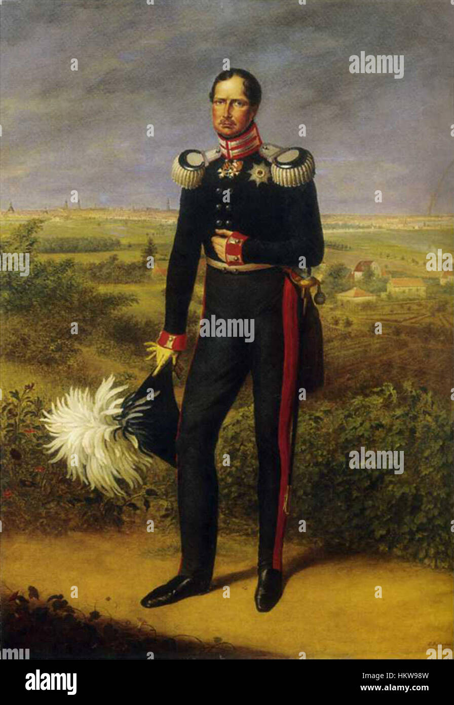 Das von Ernst Gebauer gemalte Porträt Friedrich Wilhelm III. Zeigt den König von Preußen und hebt seine königlichen Züge und den formalen künstlerischen Stil des frühen 19. Jahrhunderts hervor. Stockfoto