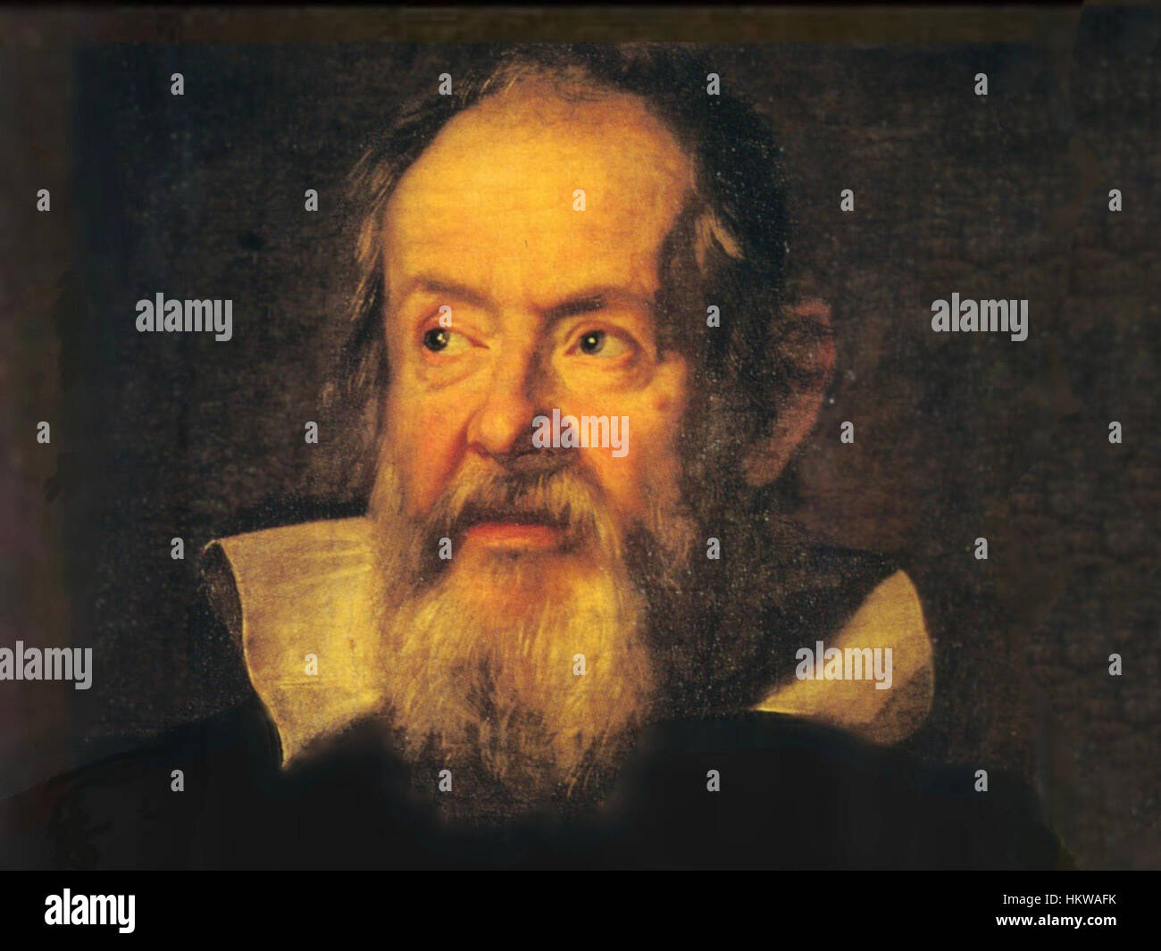 Dieses Ölgemälde von Sustermans stellt Galileo Galilei dar und fängt den renommierten italienischen Wissenschaftler in einem historischen Porträt ein. Der Künstler schildert gekonnt Galileos Gleichnis und intellektuelle Präsenz und spiegelt seine Beiträge zu Wissenschaft und Philosophie wider. Stockfoto