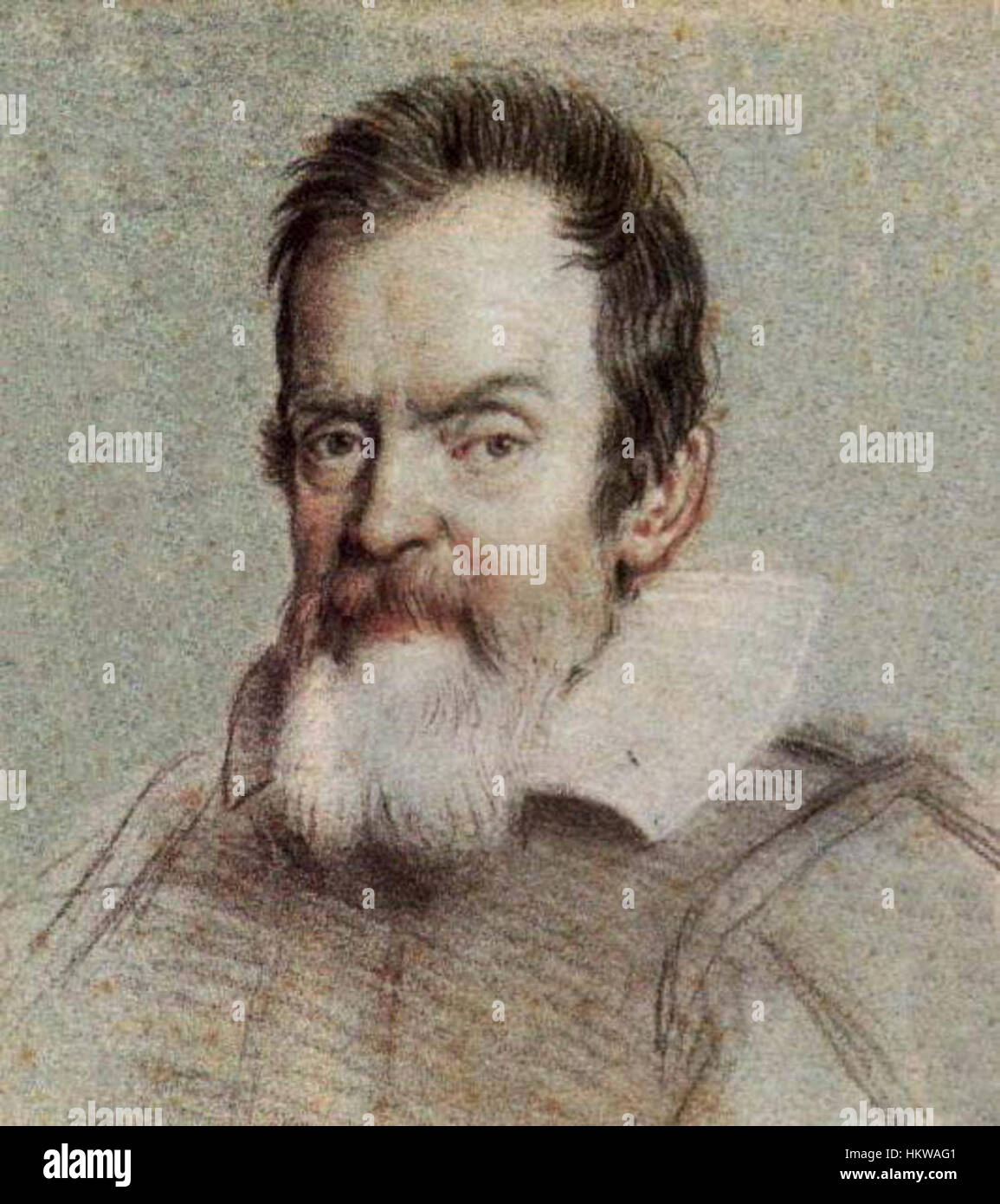 Das Porträt von Galileo von Leoni repräsentiert den renommierten italienischen Wissenschaftler des 17. Jahrhunderts. Das Werk betont Galileos intellektuelle Bedeutung und stellt ihn in einem Moment der wissenschaftlichen Betrachtung dar. Stockfoto