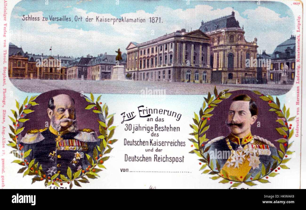 Dieser Artikel mit dem Titel „Ganzsache“ von K. Unglaub erinnert an den 30. Jahrestag des Deutschen Reichs und des Kaiserlichen Postdienstes im Jahr 1901. Es handelt sich um ein Stück historischer Postdenkmäler aus der Wende zum 20. Jahrhundert, das die deutsche Postgeschichte und Kaiserzeit widerspiegelt. Stockfoto