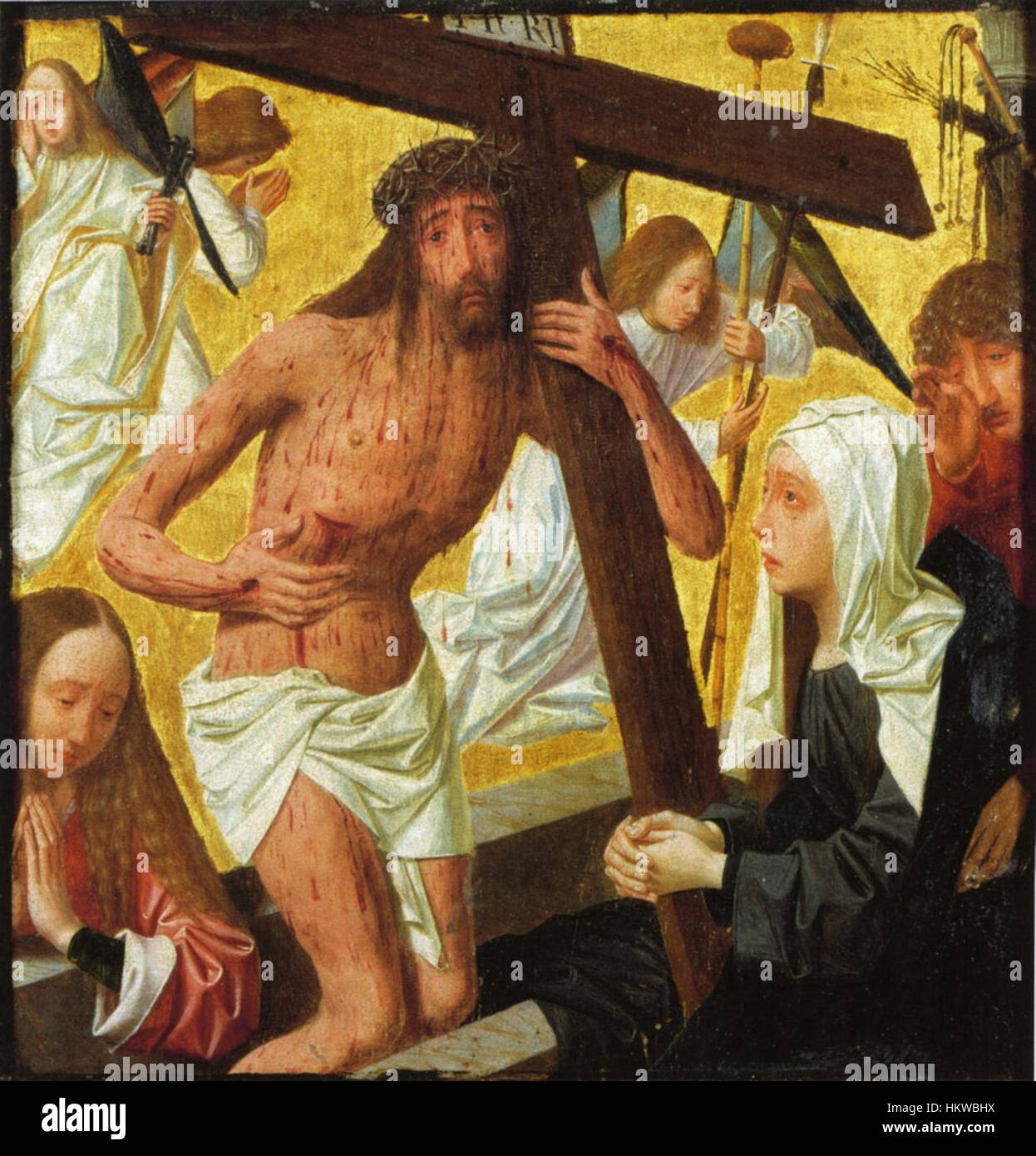 Geertgen van der Hohen, auch bekannt als man van Smarten, war ein niederländischer Renaissance-Maler. Sein Werk stellte oft religiöse Themen dar und war durch ein hohes Maß an Detail, Präzision und emotionalem Ausdruck in seinen religiösen Porträts gekennzeichnet. Stockfoto