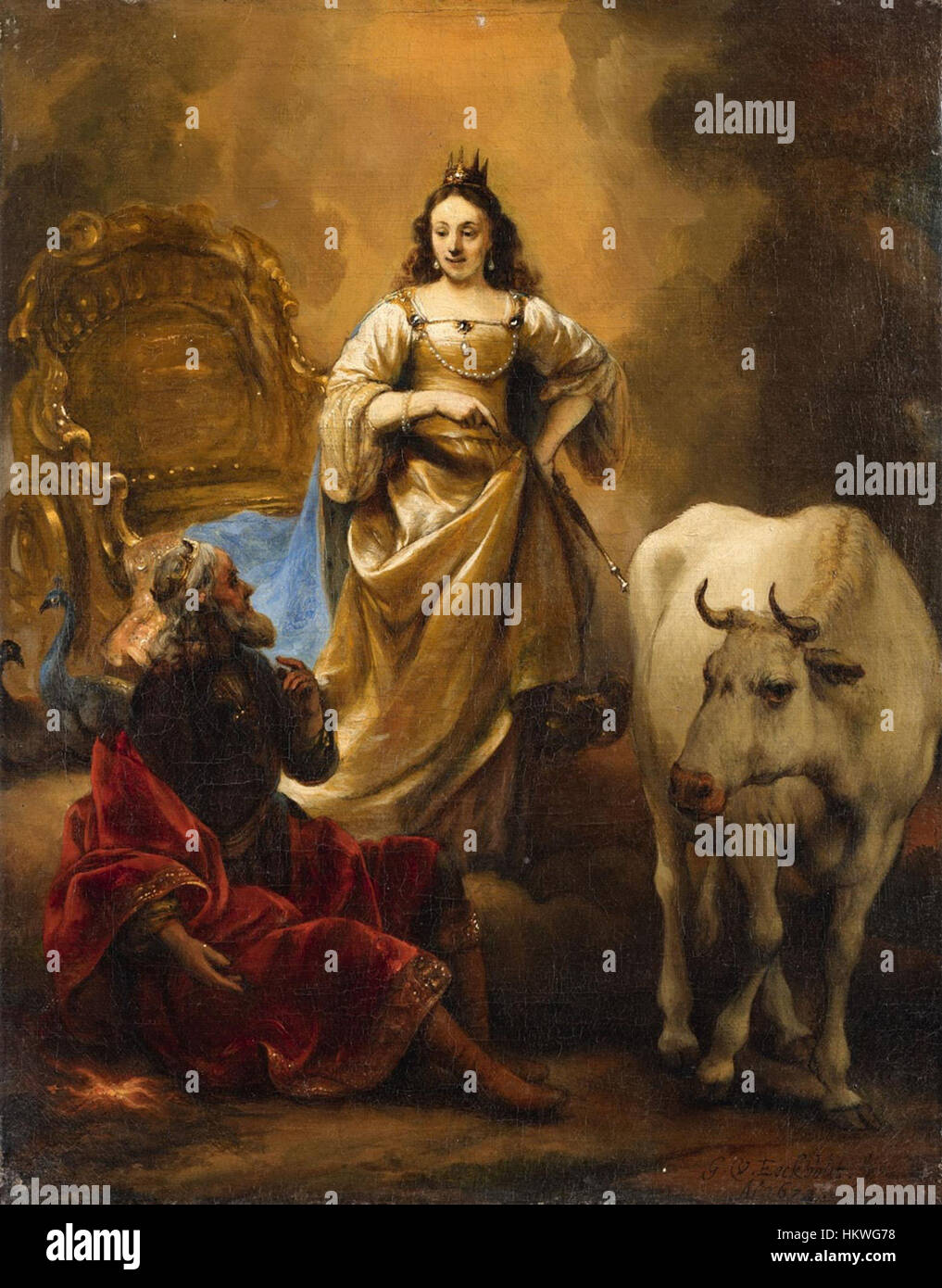 Dieses mythologische Gemälde von Gerbrand van den Eeckhout zeigt Juno ...