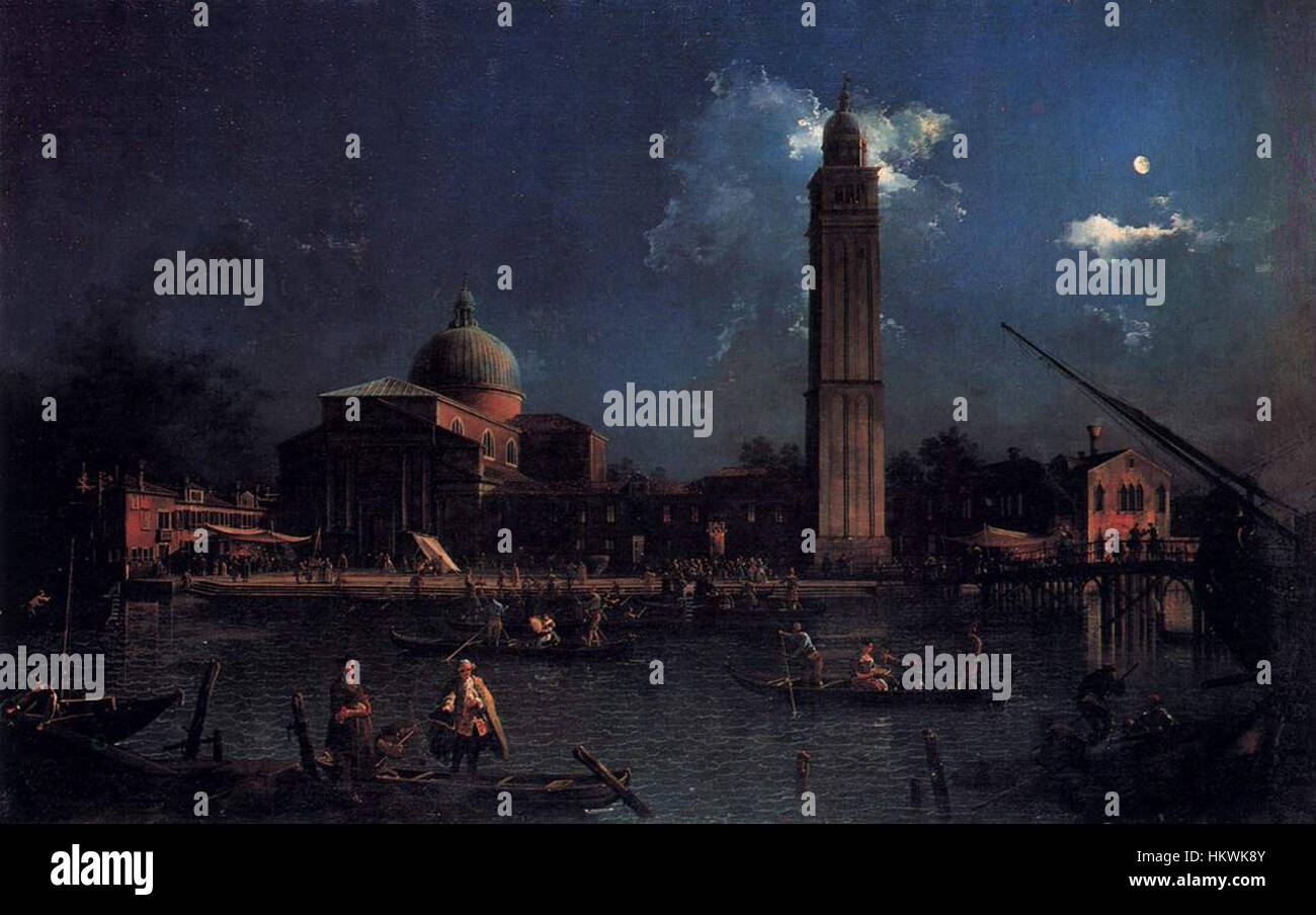 Der Kanal von Giovanni Antonio, auch bekannt als Canaletto, malte die „Vigilia di San Pietro“, ein Meisterwerk aus dem 18. Jahrhundert, das einen detaillierten Blick auf den Petersplatz in Rom bietet und die Pracht und architektonische Schönheit der Gegend einfängt. Stockfoto