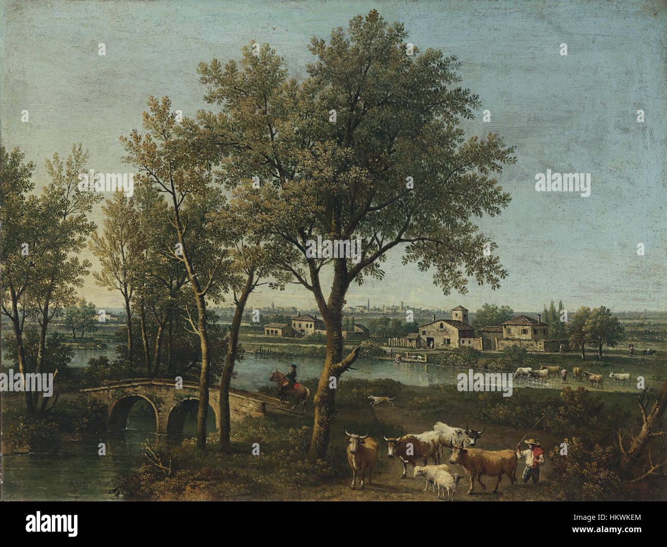Giovanni Battista Cimaroli - Paesaggio Fluviale Con Pastore e gregge Stockfoto