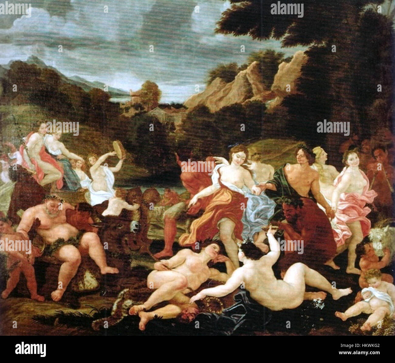 Dieses Kunstwerk von Giovanni Battista Gaulli mit dem Titel „Baco e Ariadne“ ist ein klassisches Barockgemälde. Es zeigt Bacchus und Ariadne in einem expressiven, dynamischen Stil. Bekannt für seine reiche Verwendung von Licht und Schatten, wird Gaulli für seine emotionale Intensität und historische Bedeutung im Barock gefeiert. Stockfoto