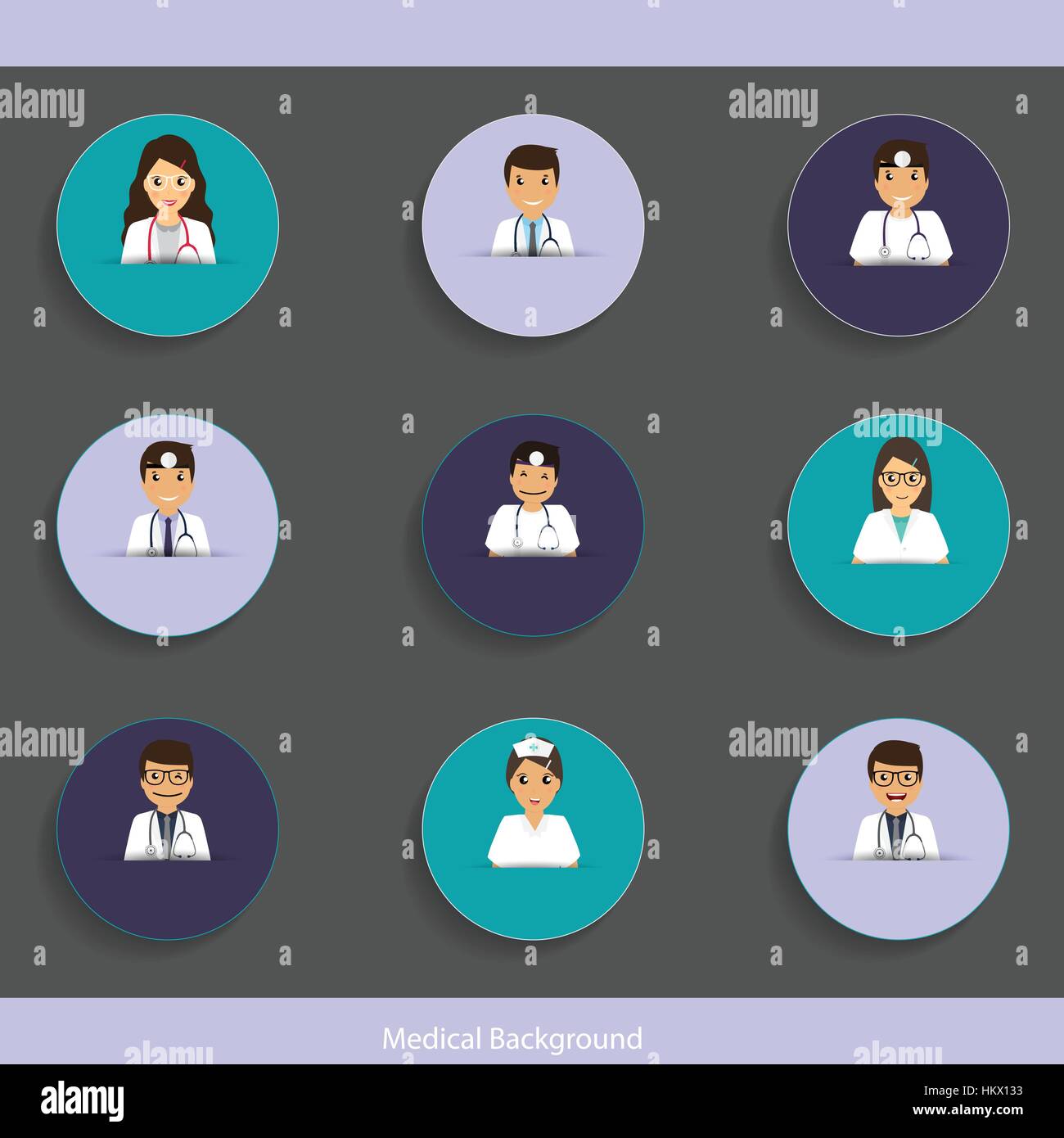 Satz von Cartoon Ärzteteam (Zahnarzt, Ärzte und medizinisches Personal). Vektor-Illustration. Stock Vektor