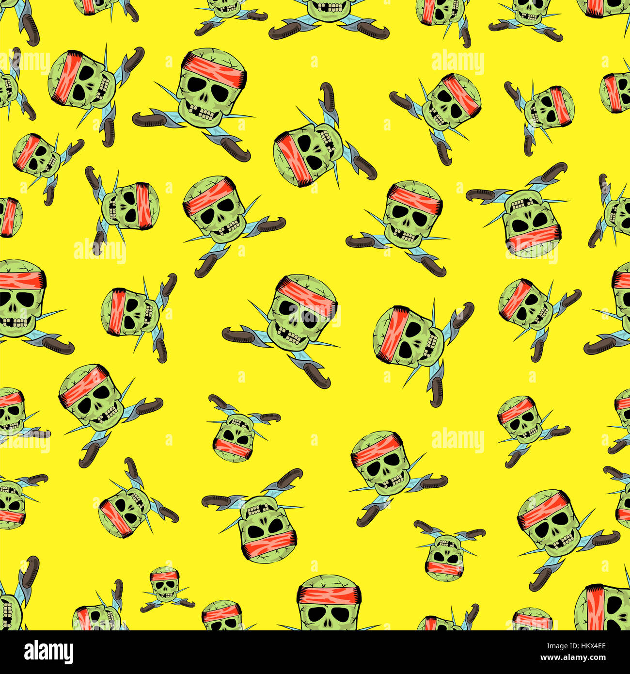 Totenkopf Kreuz scharfen Dolch nahtlose Muster Stockfoto