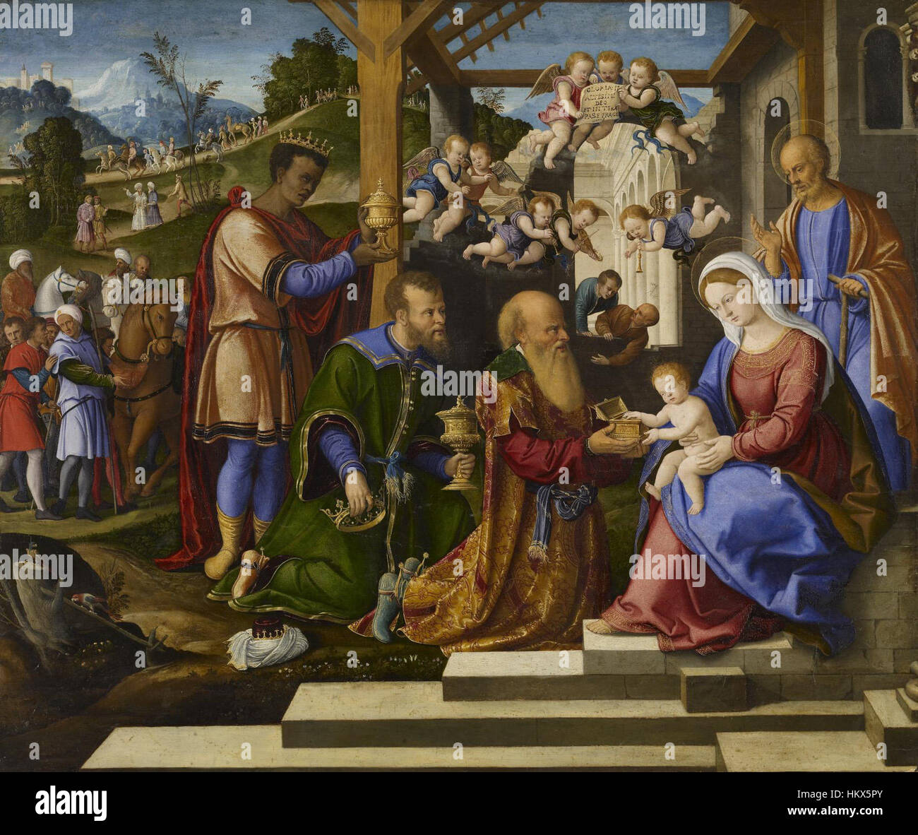 Girolamo da Santacroce - die Anbetung der Heiligen drei Könige - Walters 37261 Stockfoto