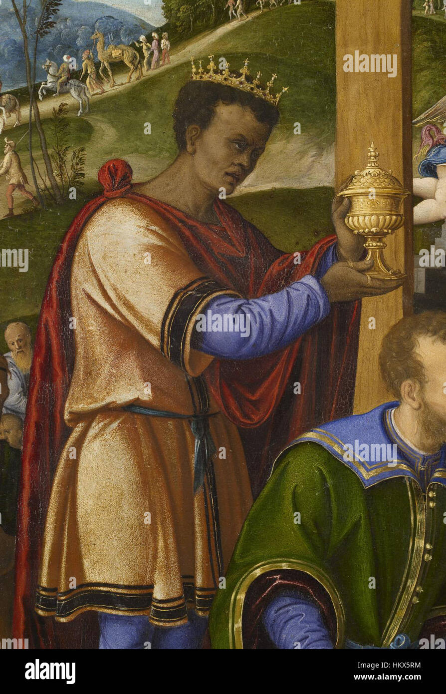 Girolamo da Santacroce - die Anbetung der Heiligen drei Könige - Walters 37261 - Detail A Stockfoto